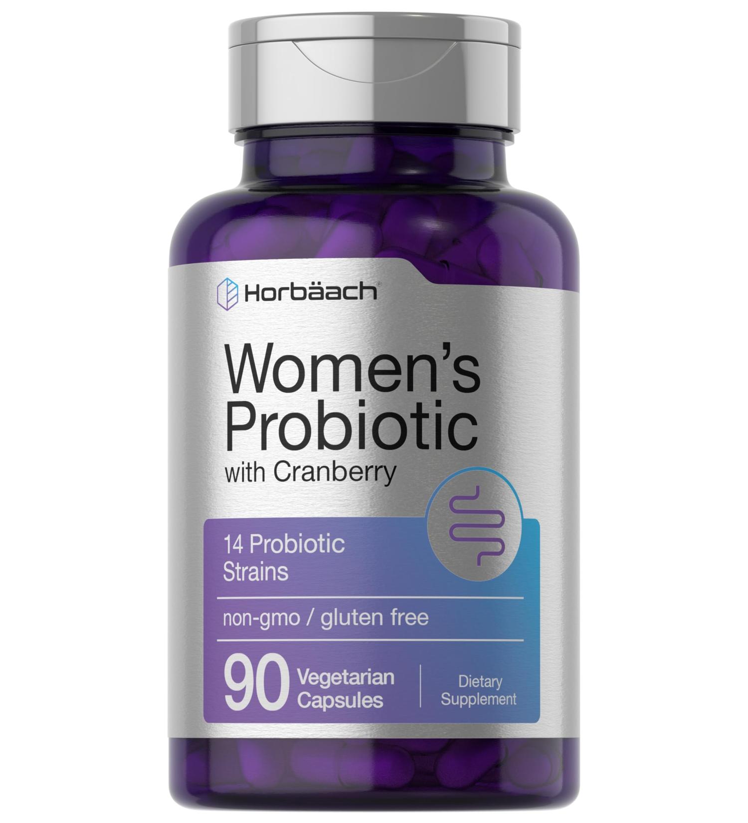 Horb ach Probiotic for Women with Cranberry | 90 Vegetarian Capsules | Dietary Supplement with 14 Probiotic Strains | Non-GMO Gluten Free Supplement - Buy Online on GoSupps.com