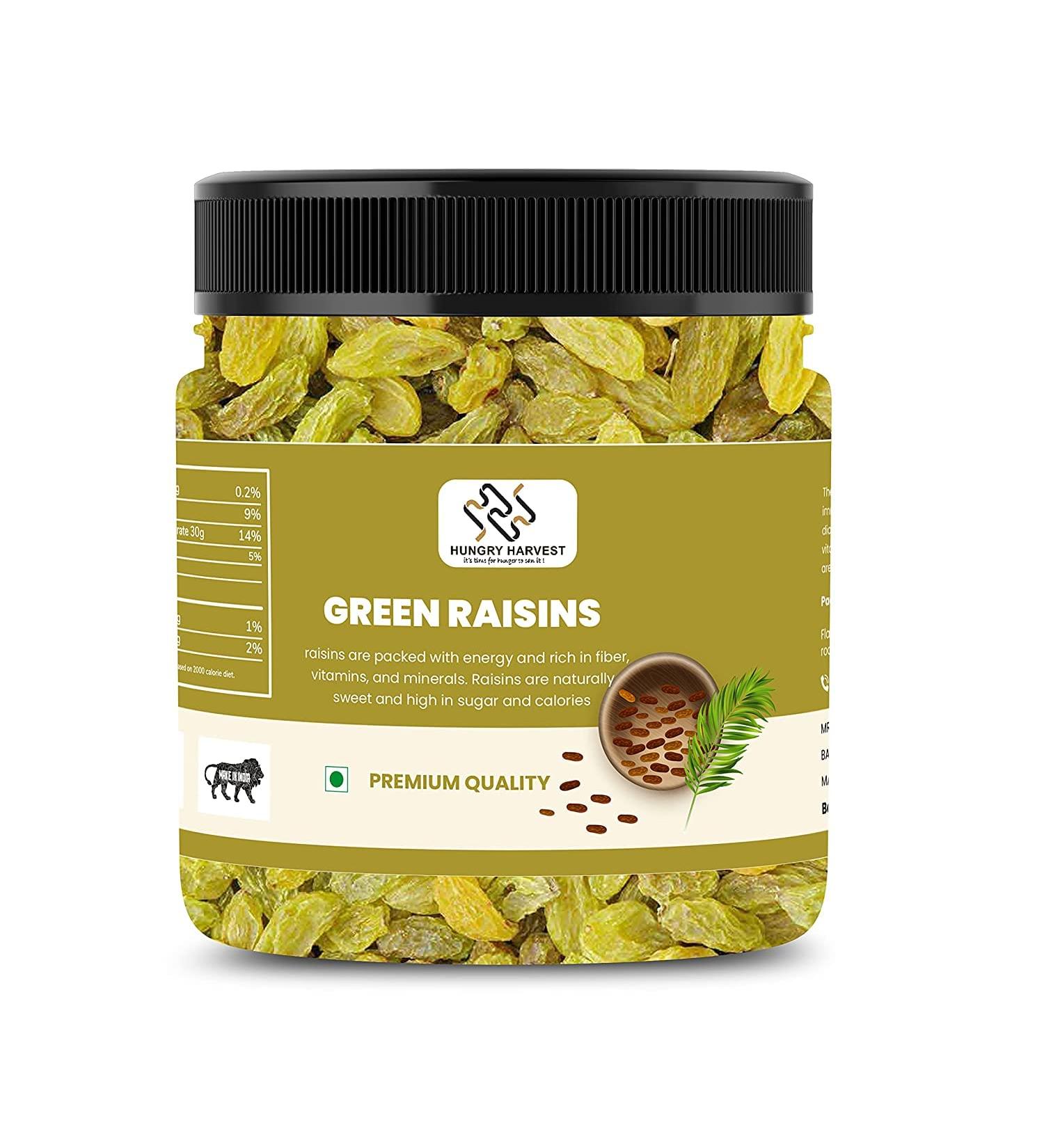 Hungry Harvest Green Raisins |Hari Kismis 250g- | Dried Kishmish_Packing May Vary - Buy Online on GoSupps.com