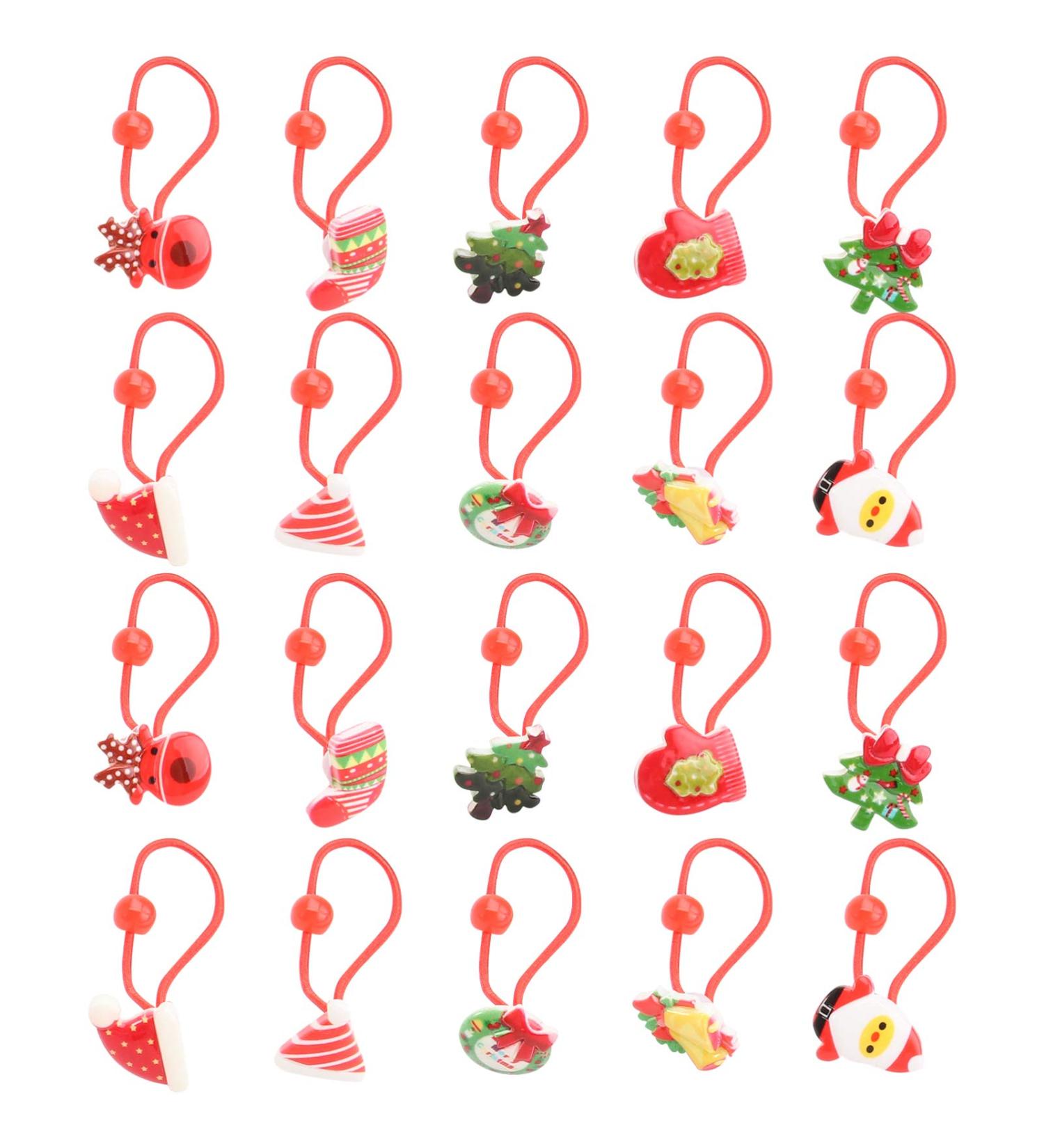 Lurrose 20 Pcs Christmas Antlers & Bells Hair Ties | Festive Girl's Ponytail Accessories - Buy Online on GoSupps.com