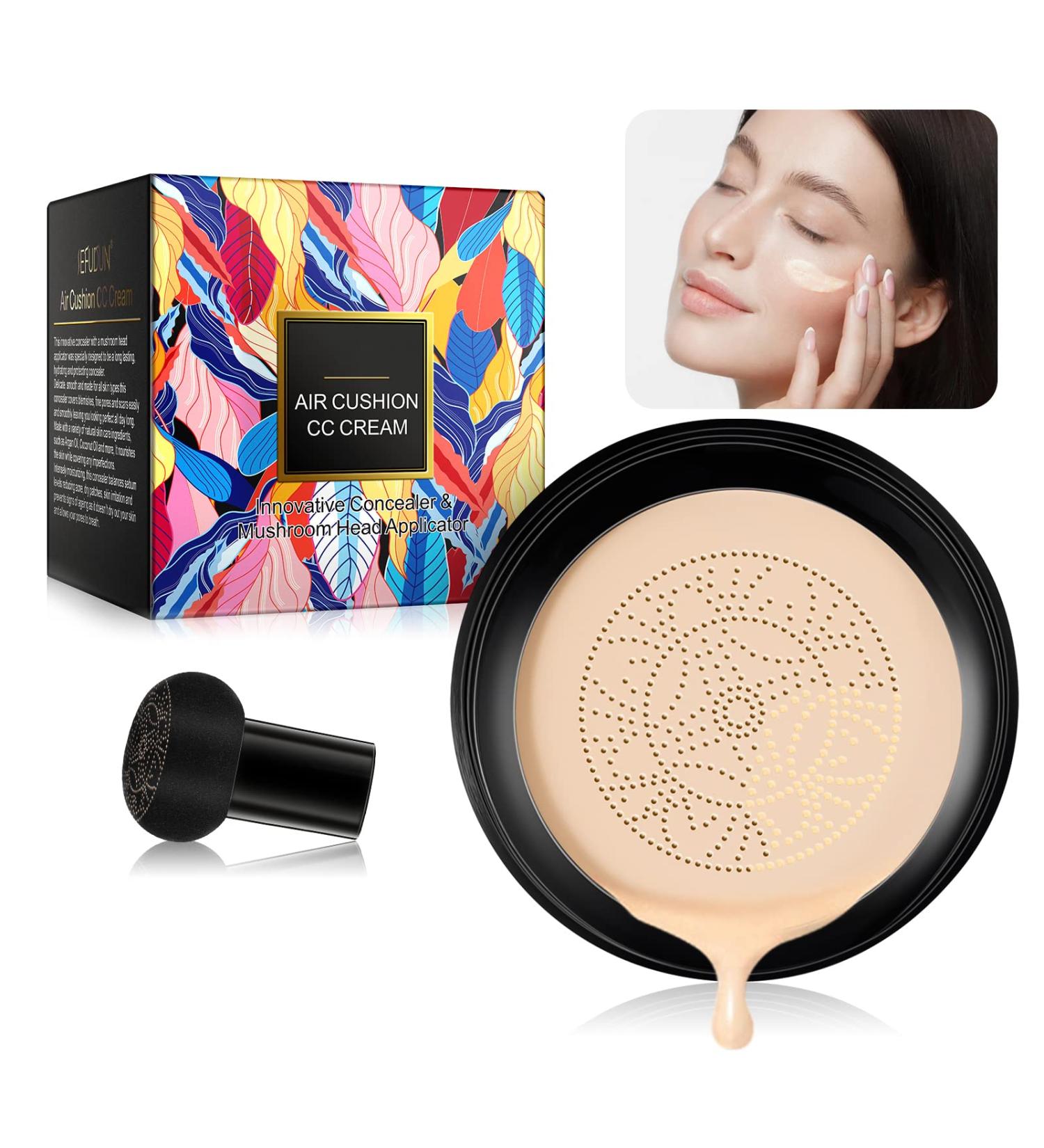 Mushroom Head CC Cream Air Cushion BB Cream Foundation Make up Liquid CC Creams Long Moisturizer Face Duration Light Foundation BB Cream (Natural) - Buy Online on GoSupps.com