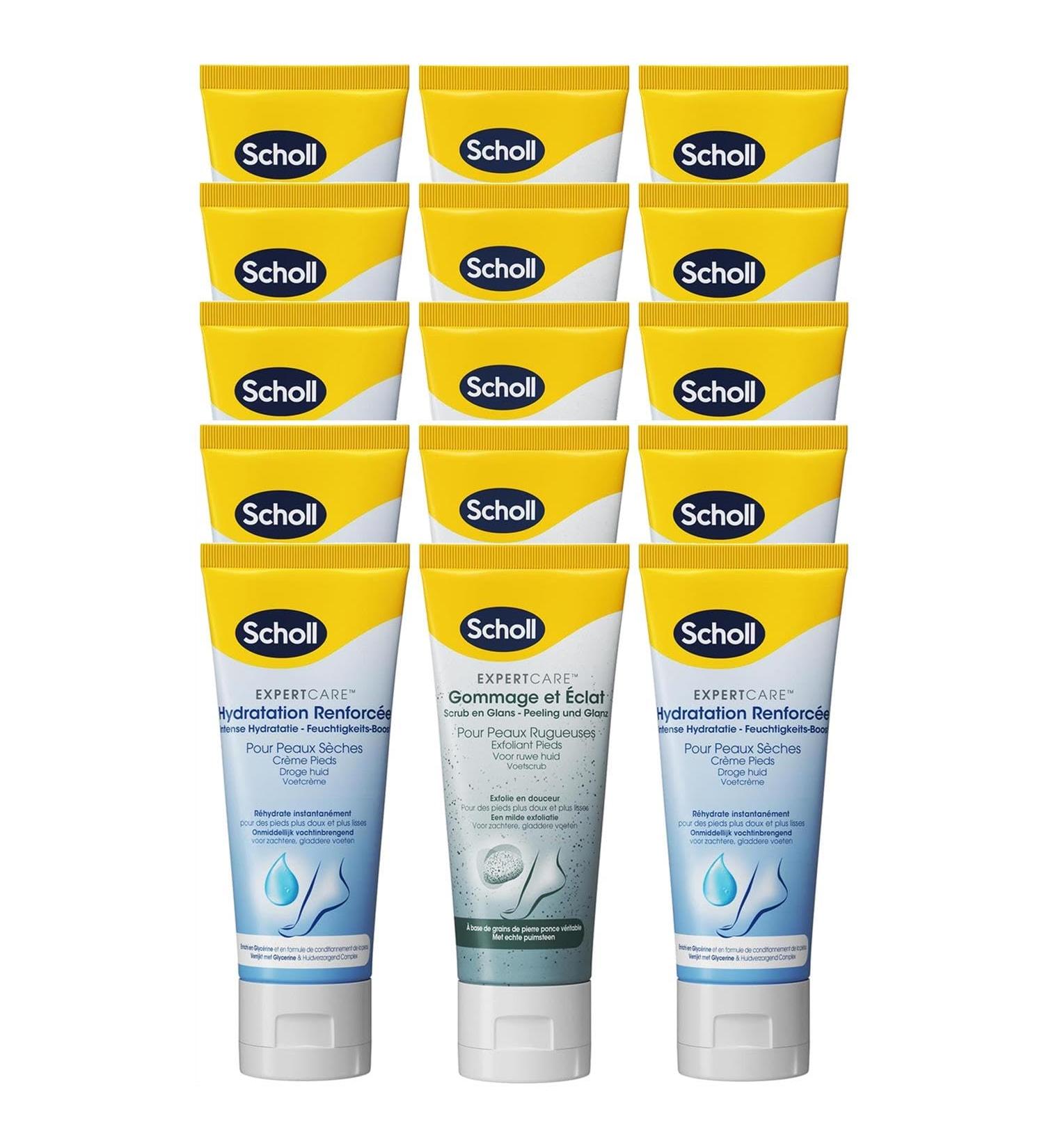SCHOLL Lot of 5 Packs containing 1 Exfoliating Cream 75ml + 2 Softening Moisturizing Creams 75ml - Buy Online on GoSupps.com