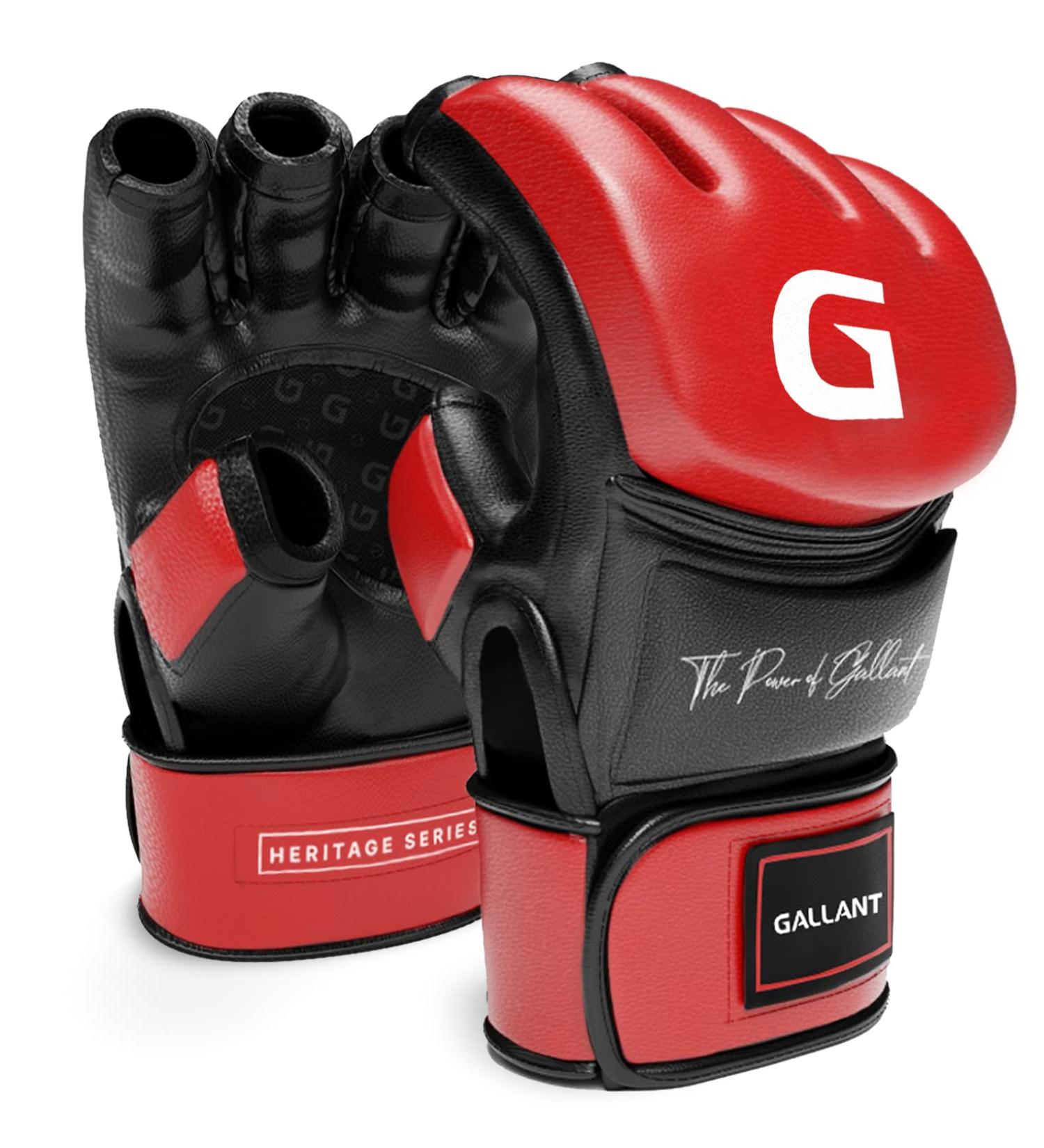 Shop Gallant MMA Gloves Heritage Series - Shockproof Sparring Gloves for Men & Women | PU Leather Ventilated Open Dex-Cut Palm - Perfect for Martial Arts Boxing Muay Thai Kickboxing - Red/Black - Buy Online on GoSupps.com
