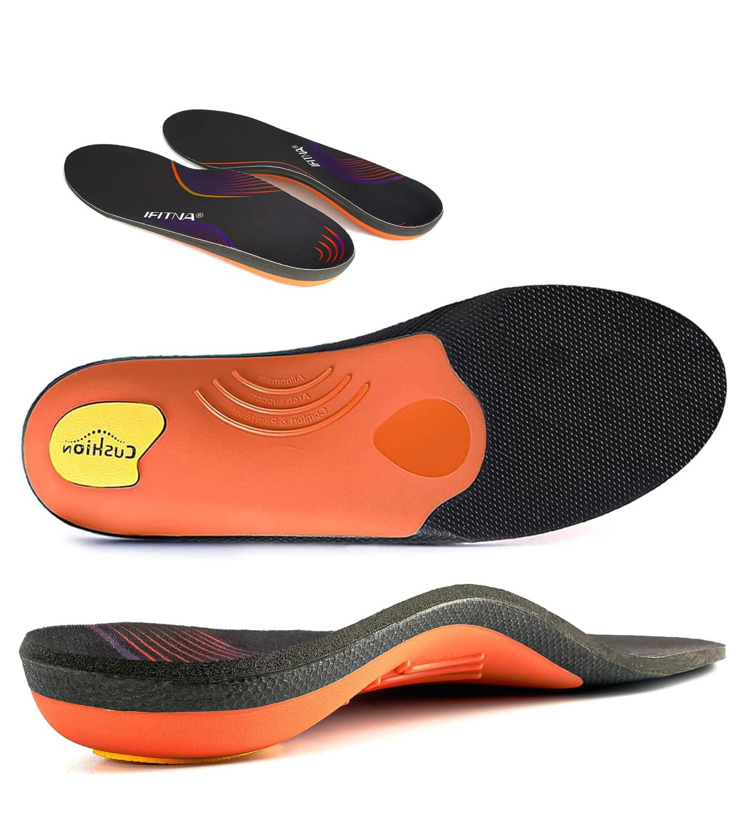 High Arch Support Insoles for Men and Women 230+lbs | Relieves Flat Feet & Plantar Fasciitis | Shock Absorption Inserts for Sore Feet | Size MEN 10-10 1/2 | WOMEN 12-12 1/2 - Buy Online on GoSupps.com