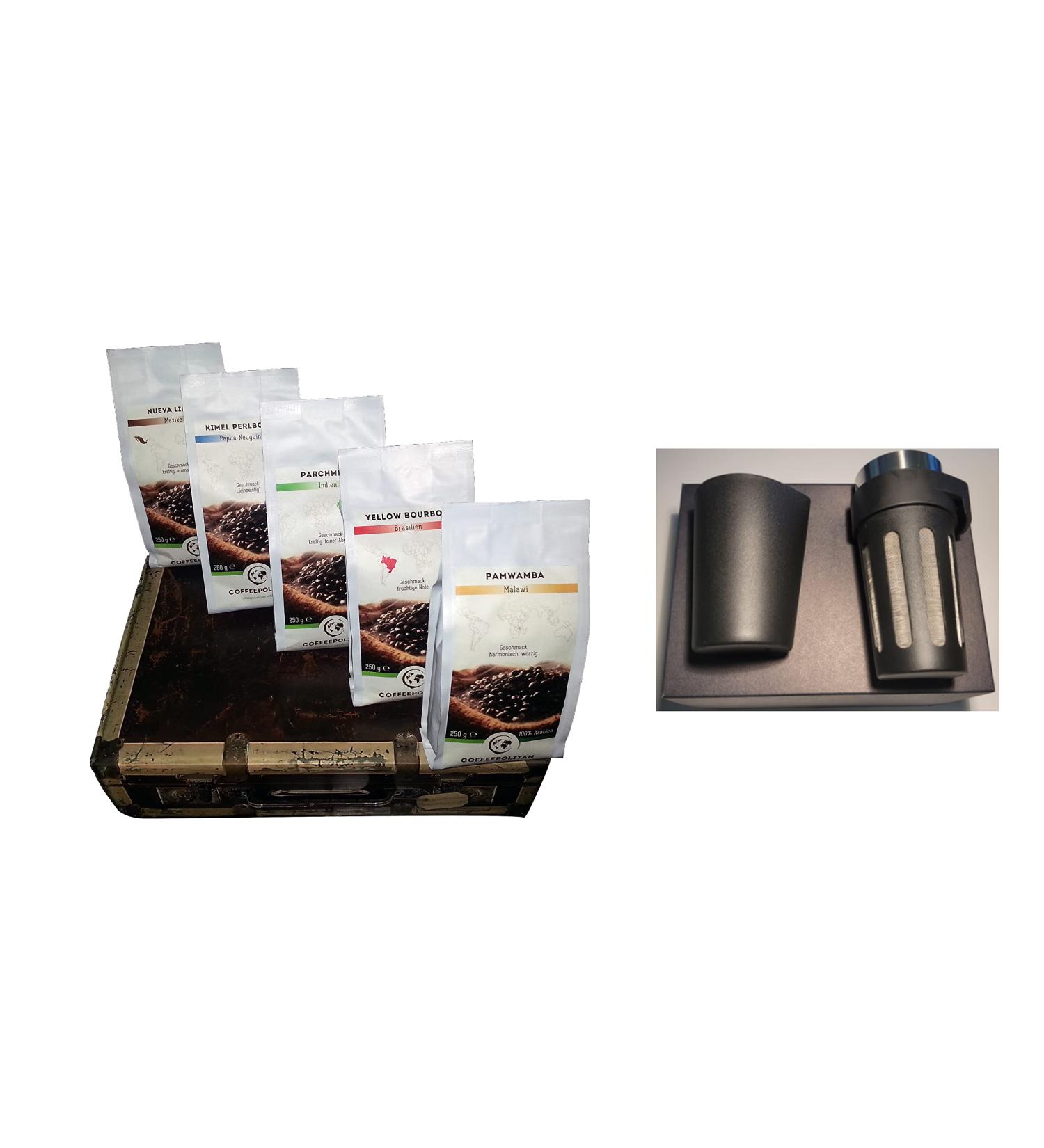 Christmas Edition Coffee Gift Set - 5 Continents Whole Bean Coffee (5x250g) - Limited Time Only + Free Stelt Tone Mini Broth - Buy Online on GoSupps.com