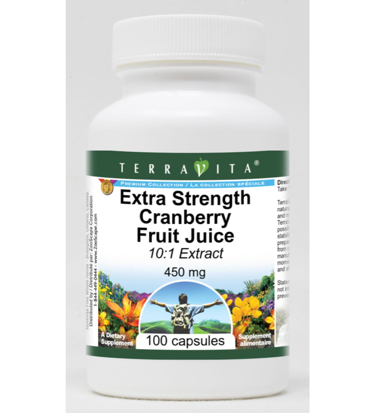 Extra Strength Cranberry Fruit Juice 10:1 Extract - 450 mg (100 Capsules ZIN: 512972) - 3 Pack - Buy Online on GoSupps.com