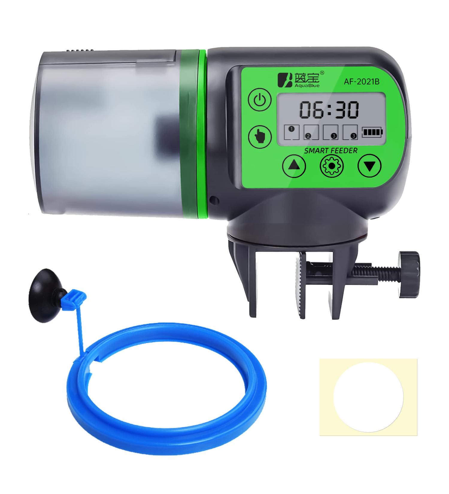 SUNWEN Automatic Fish Feeder with 2 Timer Dispensers - 7oz Auto Fish Food Feeder for Aquarium - Ideal for Vacation - LED Screen Included - Buy Online on GoSupps.com