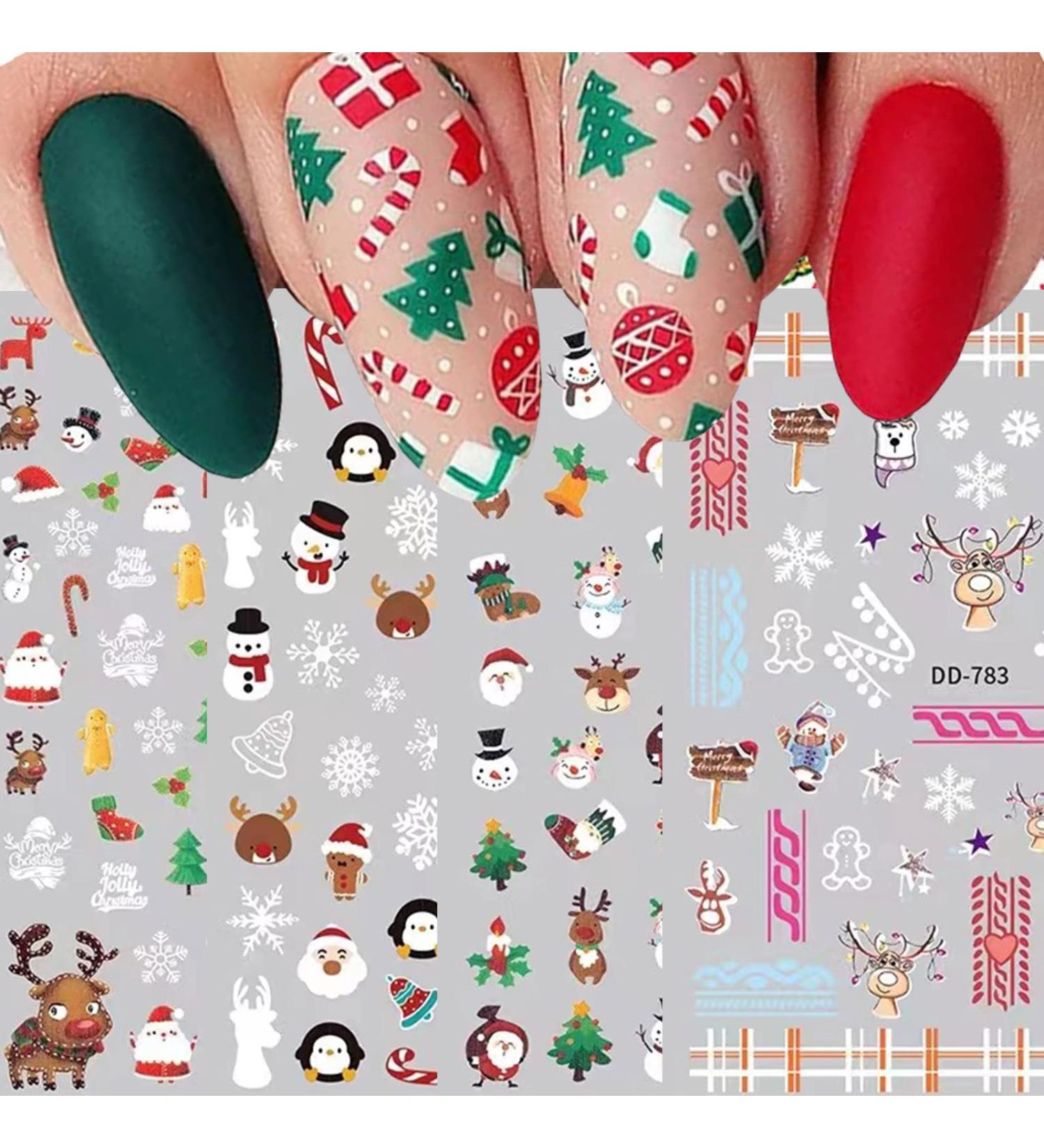 9 Sheets Christmas Nail Art Stickers Decals Self-Adhesive Kids Cute White Snowman Snowflakes Winter Snowbell Reindeer Nail Supplies Nail Art Design Decoration Accessories - Buy Online on GoSupps.com