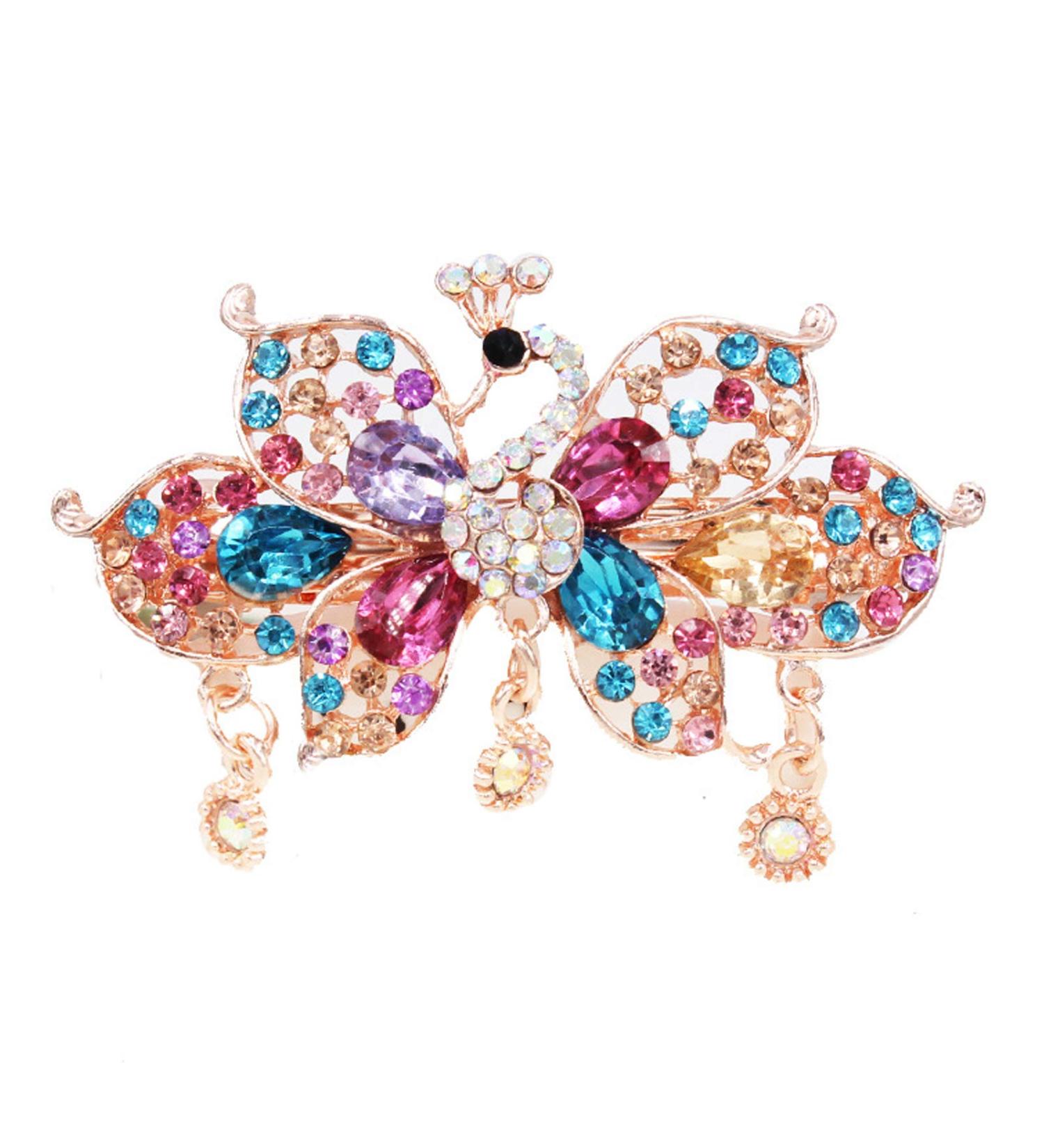Rhinestone Peacock Hair Clip Women Hair Clips Female Elegant Clip Hairgrip Fashion Hair Claw Clips Lady Elegant Dovetail Spring Clip - Buy Online on GoSupps.com