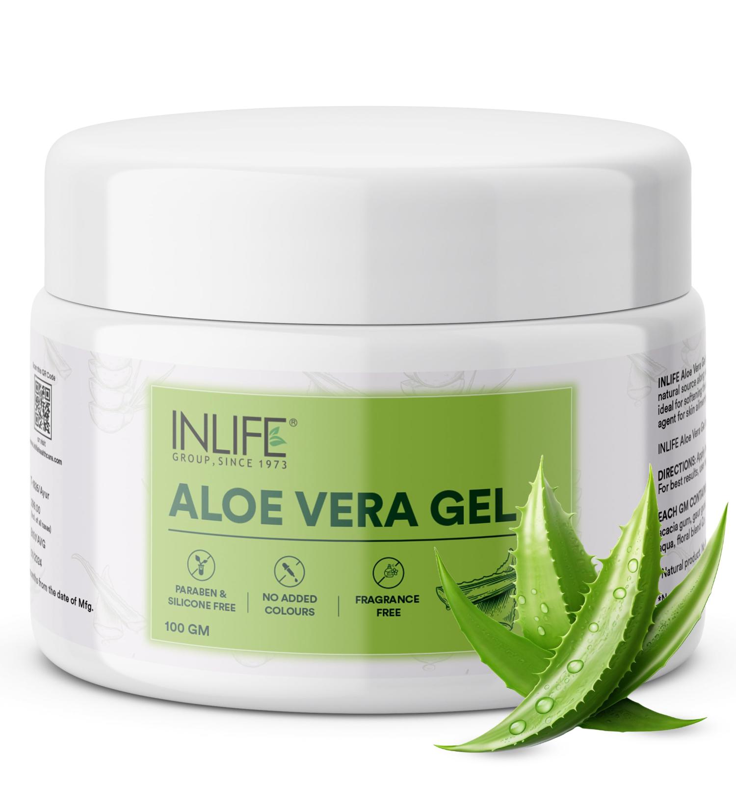 Inlife Aloe Vera Gel 100G - Organic & Natural Skin Care for Hydration and Healing - International Shipping Available - Buy Online on GoSupps.com