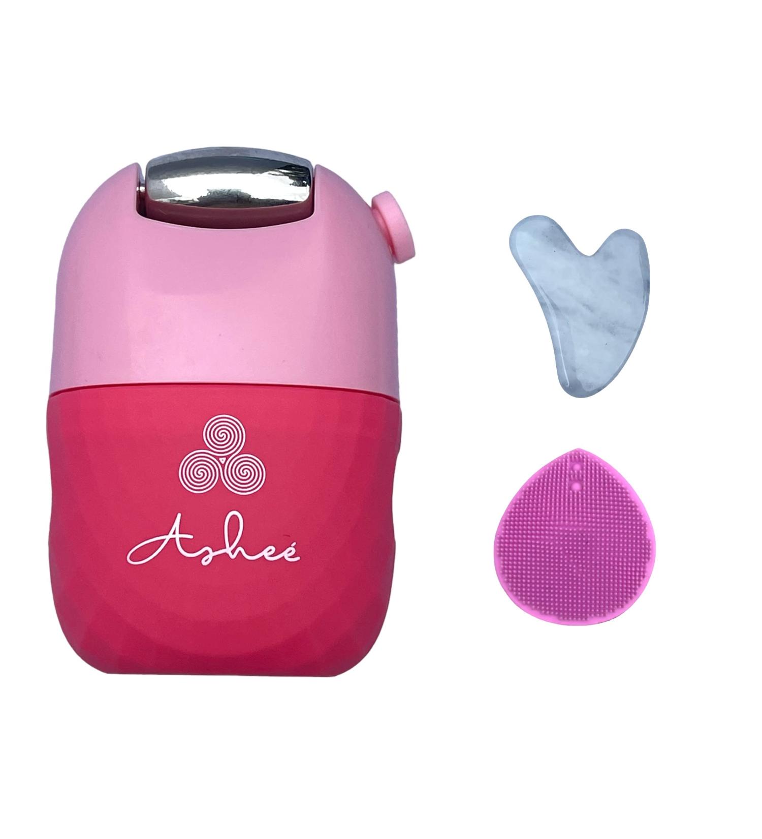 Ice Roller & Gua Sha Tools - Pink Silicone Face Exfoliator Pore Scrubber & Skincare Massager for Puffiness Relief & Wrinkle Reduction - International Shipping Available - Buy Online on GoSupps.com