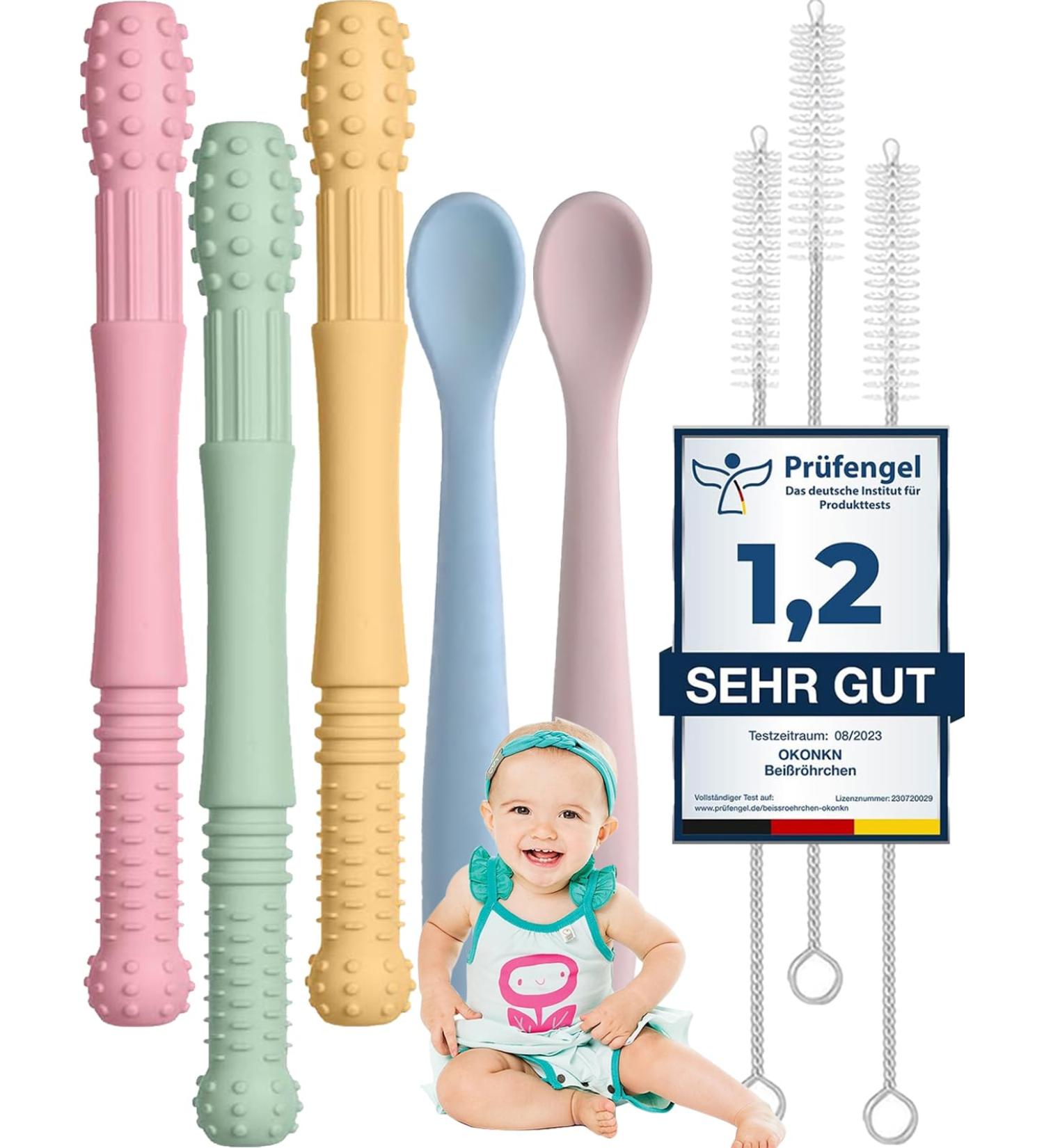 Okonkn Bite Tube Baby 5 Set | BPA-Free Silicone Dental Aid & Teething Ring | Safe Baby Accessories for Boys & Girls 3 Months+ - Buy Online on GoSupps.com
