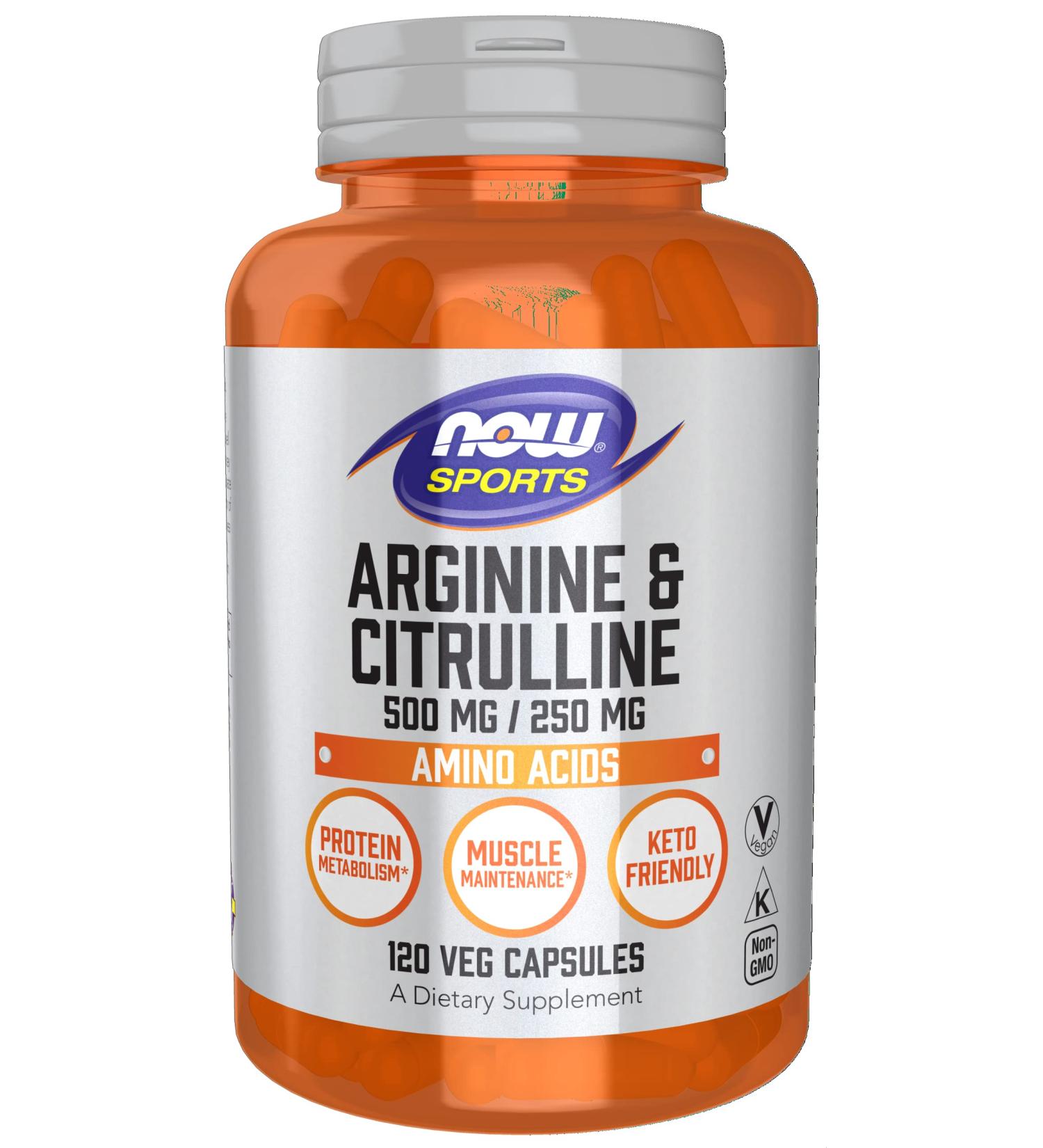 Now Foods Arginine & Citrulline Veg Capsules - Performance-Enhancing Amino Acids - Buy Online on GoSupps.com