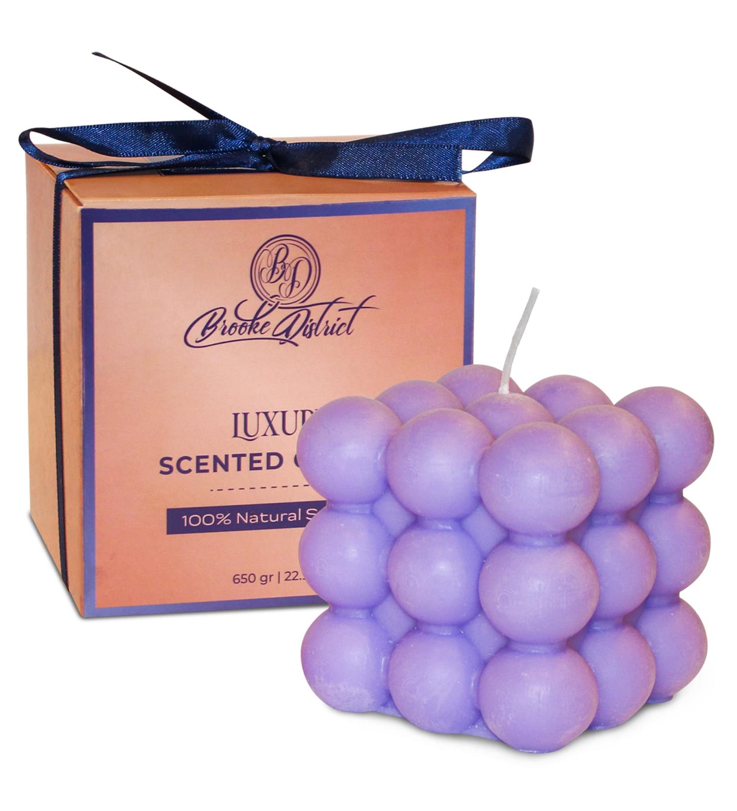 Extra Large Giant Strong Scented Aromatherapy Soy Wax Candle | Purple Lavender Bubble Candle for Relaxation & Home Decor - Buy Online on GoSupps.com