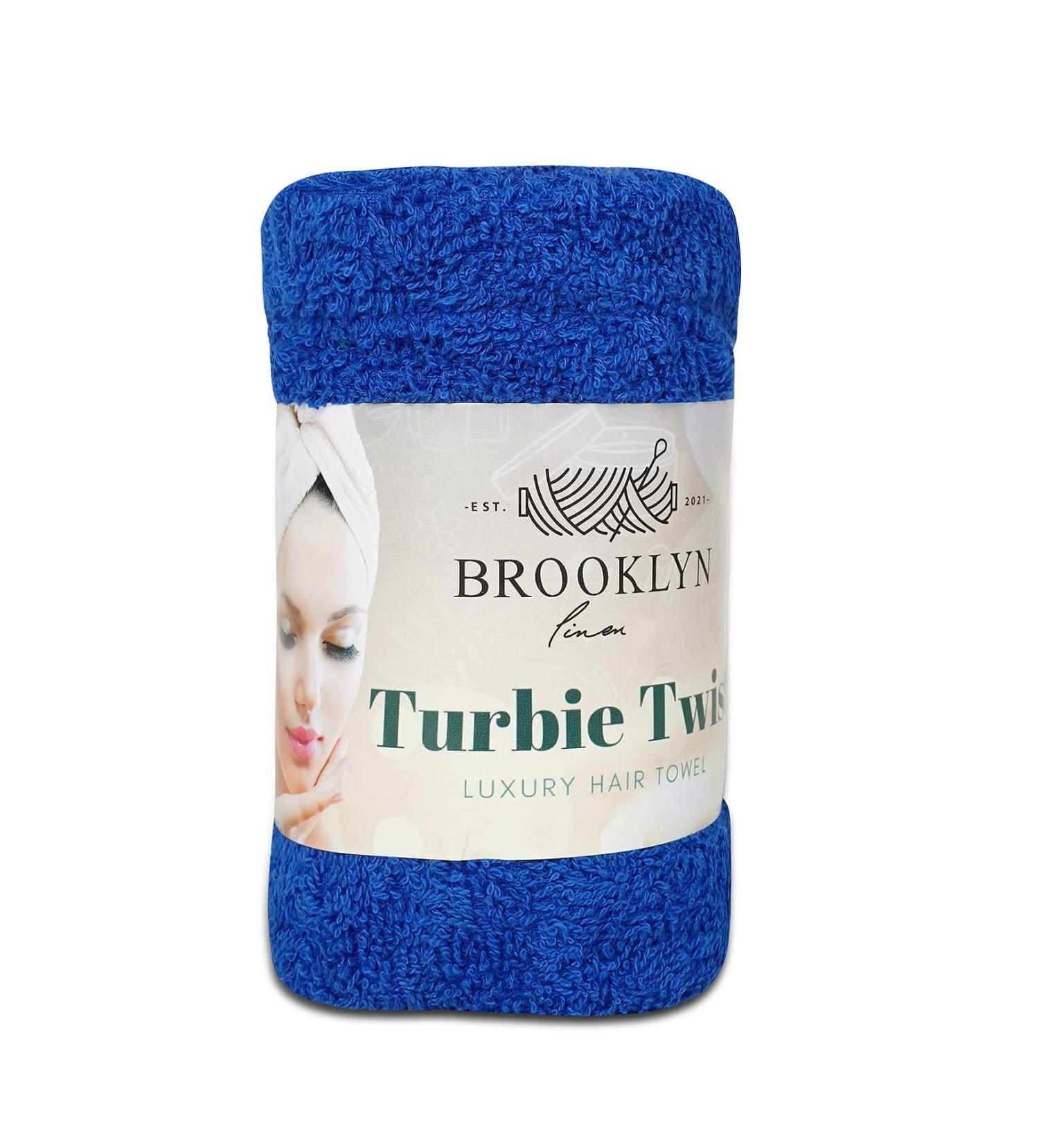 Brooklyn Linen Hair Towel Wrap 11x25 Inch - Turban Head Terry Hair Cap for Curly Hair - Royal Blue - Buy Online on GoSupps.com