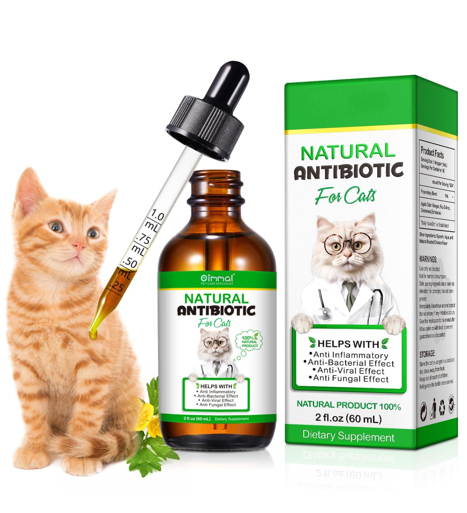 Natural Antibiotics for Cats | 2 Fl Oz Pet Supplements | Multivitamin & Allergy Itch Relief - Chicken Flavor - Buy Online on GoSupps.com
