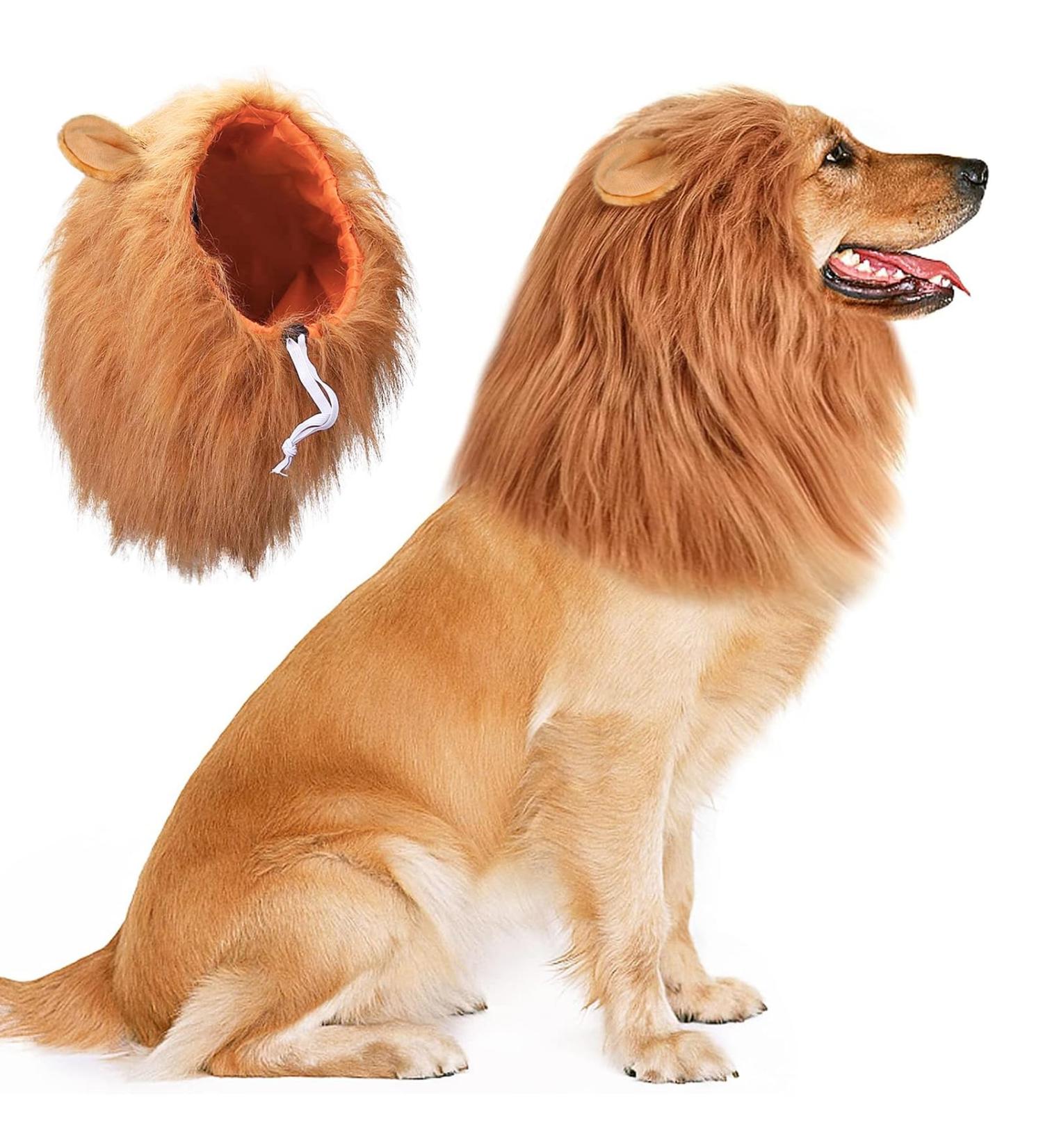 Vivifying Dog Costume Lions Mane | Adjustable Dog Wig with Ears for Medium & Large Dogs - Brown - Buy Online on GoSupps.com