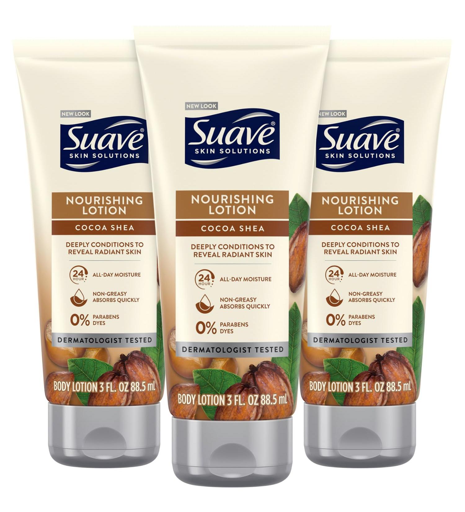 Suave Cocoa Butter Shea Lotion Travel Size 3 Oz | Nourishing Moisturizer for Extremely Dry Skin | 24H Moisture & Glowing Skin (Pack of 3 - Buy Online on GoSupps.com