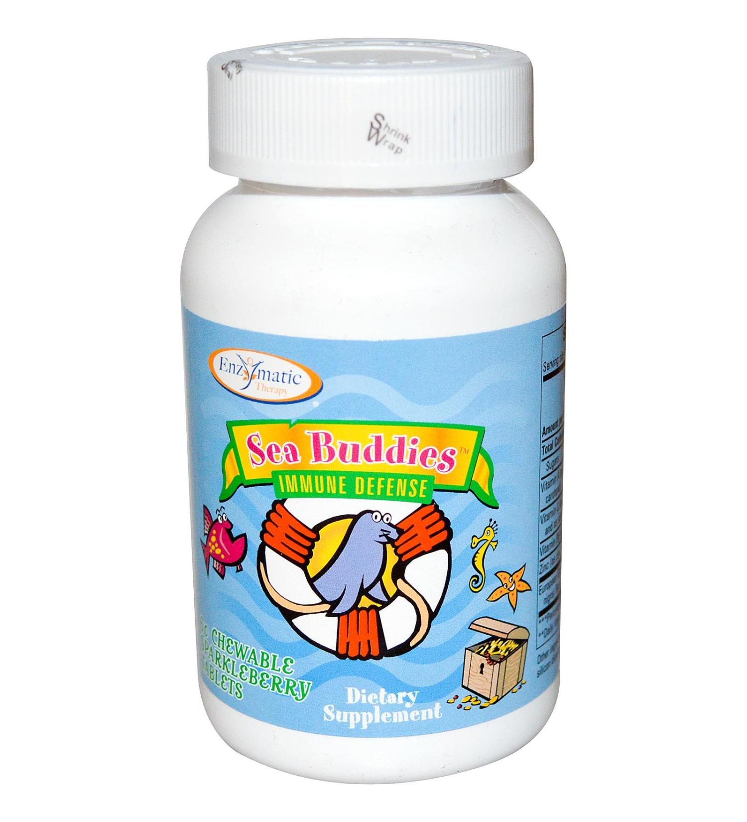 Enzymatic Therapy Sea Buddies Immune Defense 60 Chewable Sparkleberry Tablets