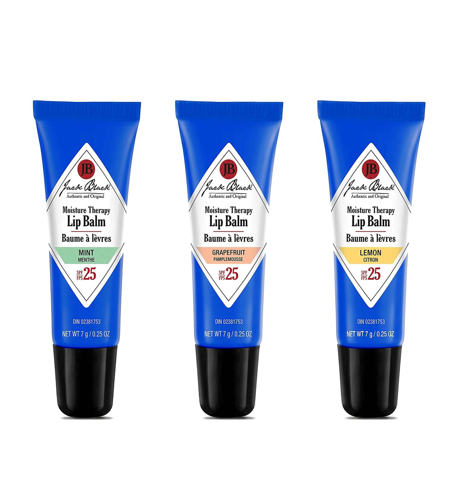 Jack Black Moisture Therapy Lip Balm SPF 25 7 g Mint Grapefruit Lemon (Pack of 3)