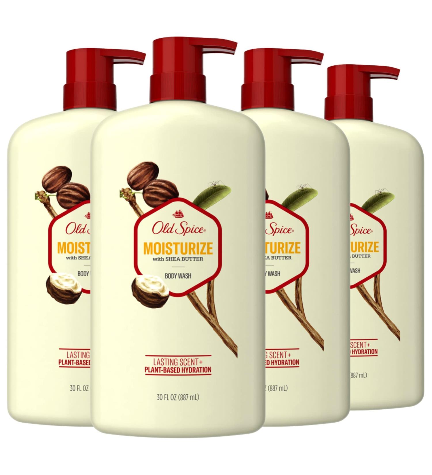 Old Spice Men's Body Wash Moisturize with Shea Butter 30 oz (Pack of 4) - 4 Pack Shea Butter Body Wash 30 fl oz - Buy Online on GoSupps.com