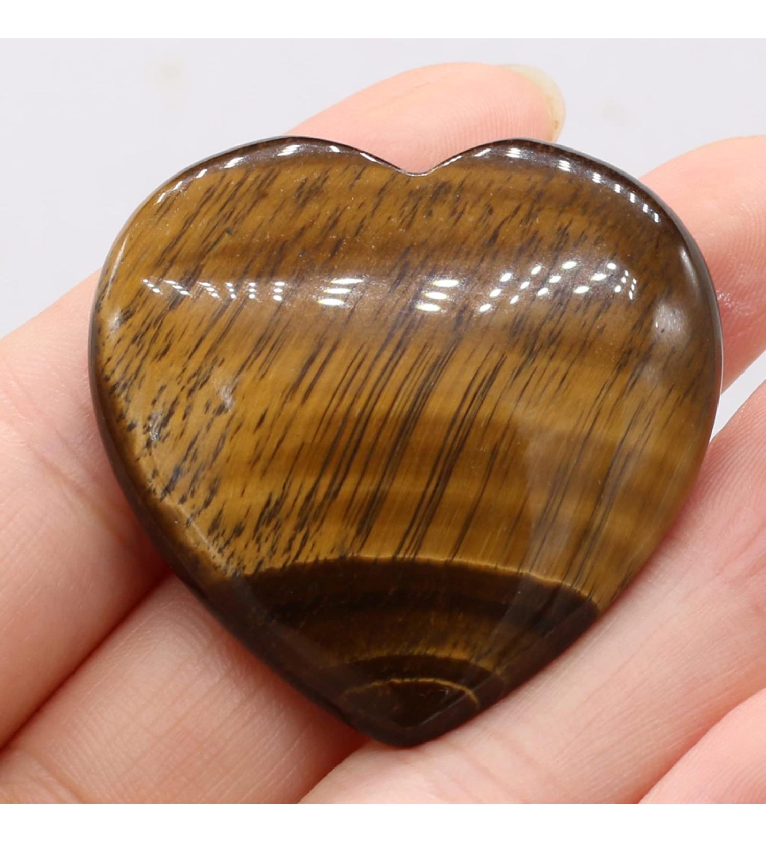 Rose Quartz Amethyst Tiger Eye Stone - Natural Pearl Heart Shape Ornament | Reiki Healing DIY Gift Decoration (40x40mm) - Buy Online on GoSupps.com