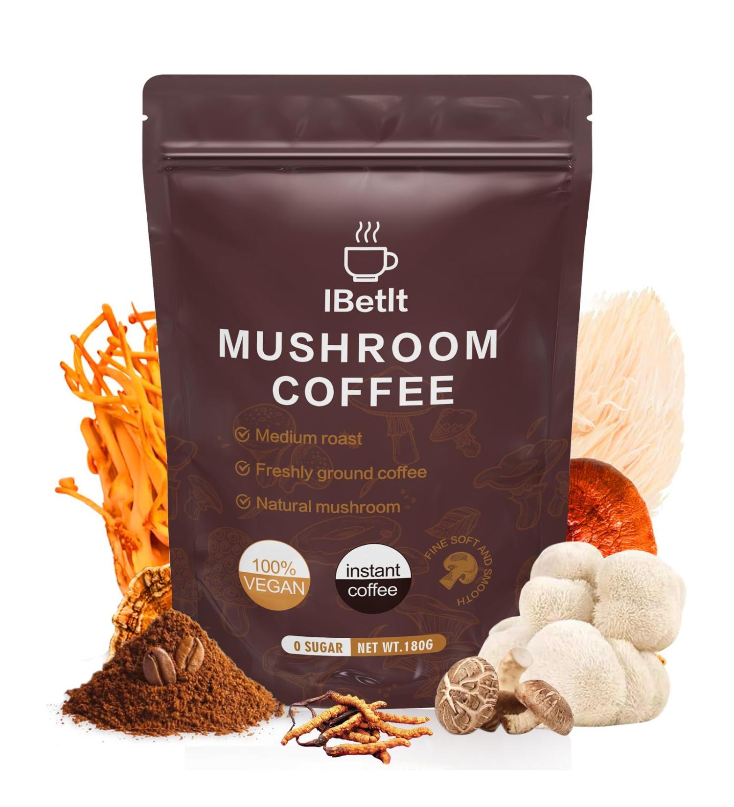 Organic Mushroom Coffee with 6 Adaptogenic Mushrooms(Cordyceps Reish King Trumpet Shitake Turkey Tail Lions Mane)-Enhanced Energy Focus & Immunity 30 Servings coffee A 6.5 Ounce (Pack of 1) - Buy Online on GoSupps.com