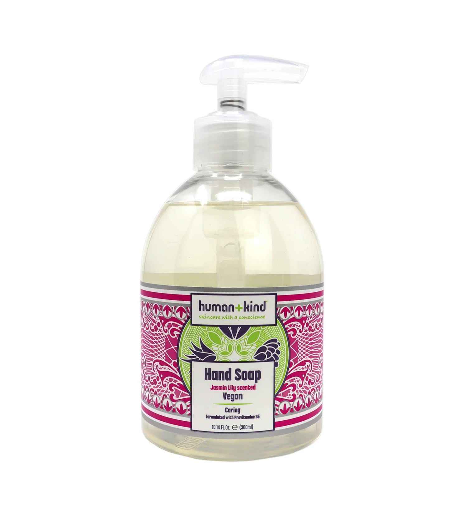 Human+Kind Hand Soap - Natural Liquid Hand Wash for Bathroom and Kitchen with Hydrating Provitamin B5 - Gentle Non-Drying Cleanser for Sensitive Skin - Light Fresh Jasmine Lily Fragrance - 10.14 oz