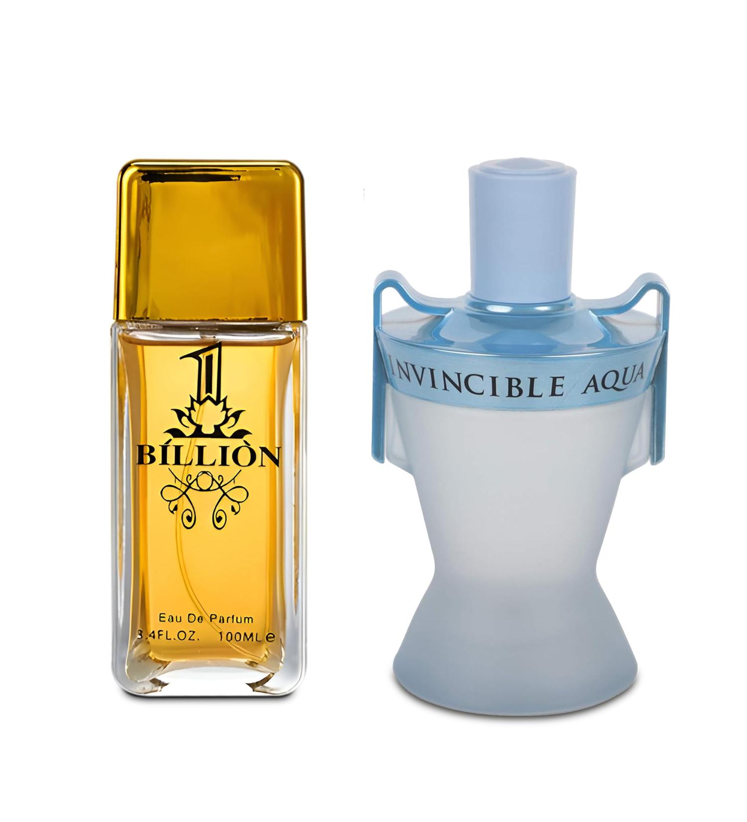 1 Billion&Invincible Aqua Combo Men's Cologne- Eau De Toilette Spray Perfume Fragrance For Men- Daywear Casual Daily Cologne Set 3.4 Oz Bottle- Ideal EDT Beauty Gift for Birthday Anniversary - Buy Online on GoSupps.com