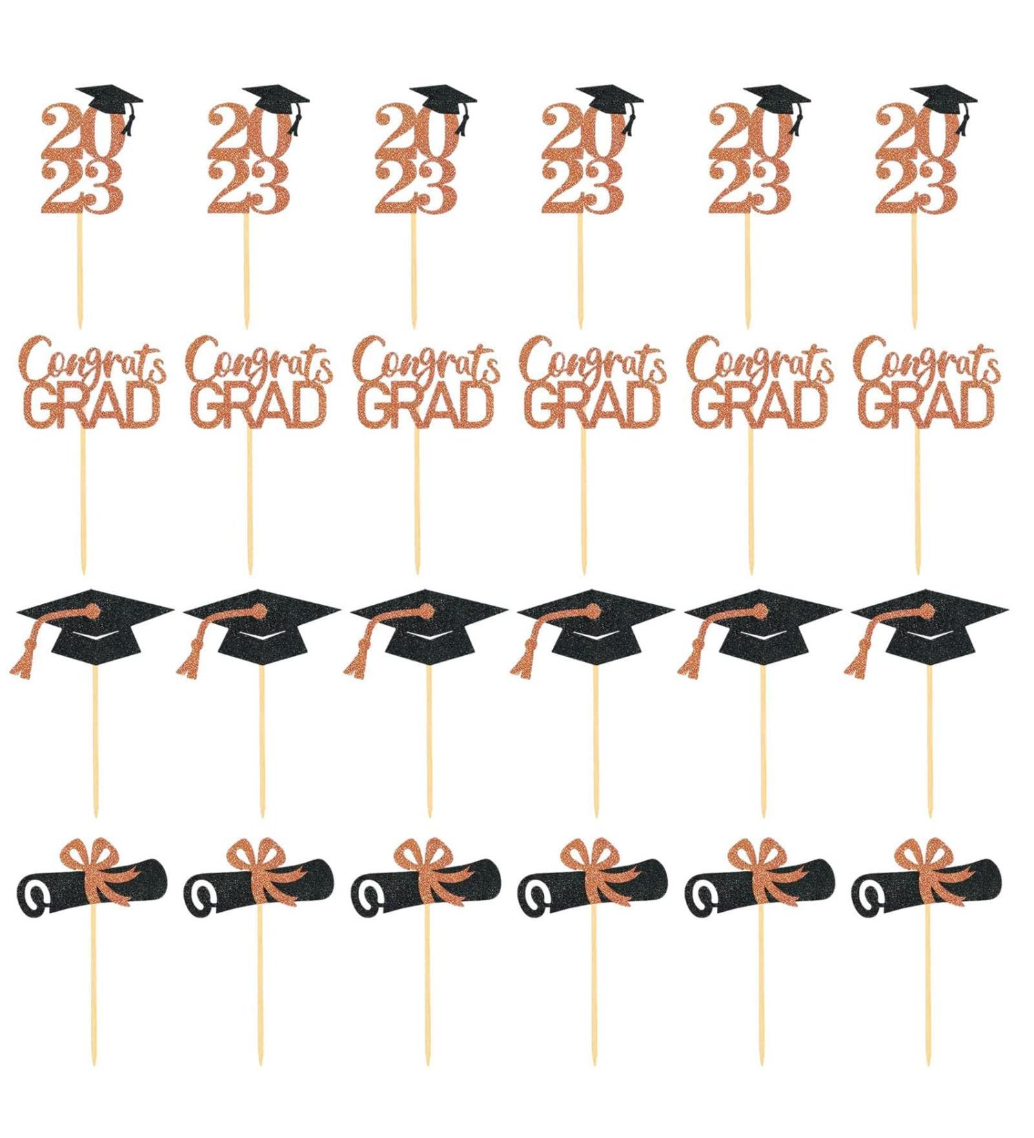 BAOK Graduation Cupcake Toppers - Graduation Theme Cupcake Toppers Class of 2023 Graduation Caps Cupcake Picks for Party Cake Decorations Supplies Rose Gold - Buy Online on GoSupps.com
