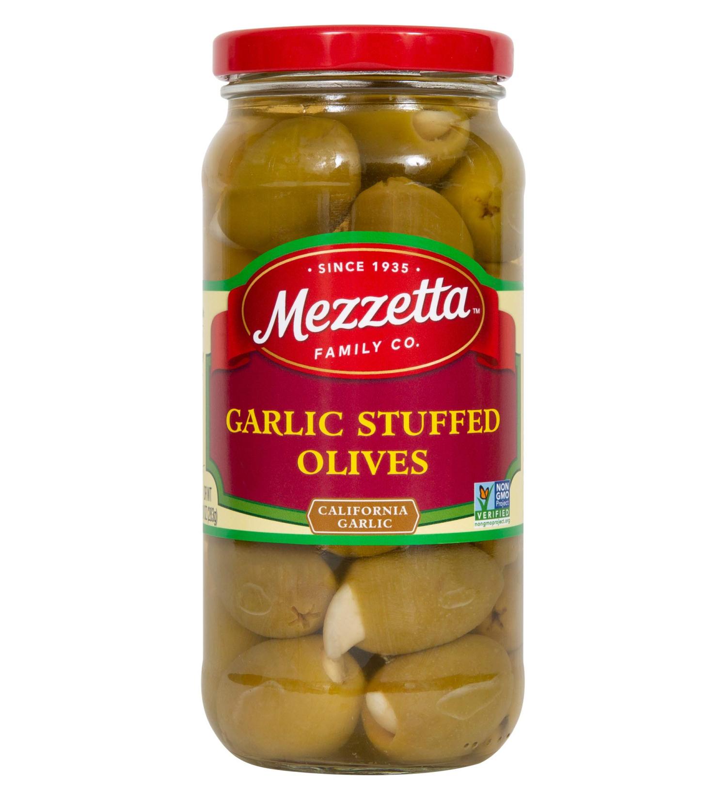 Mezzetta Stuffed Olives Garlic - 10 oz. | Premium Quality Olea Europaea - Buy Online Now - Buy Online on GoSupps.com