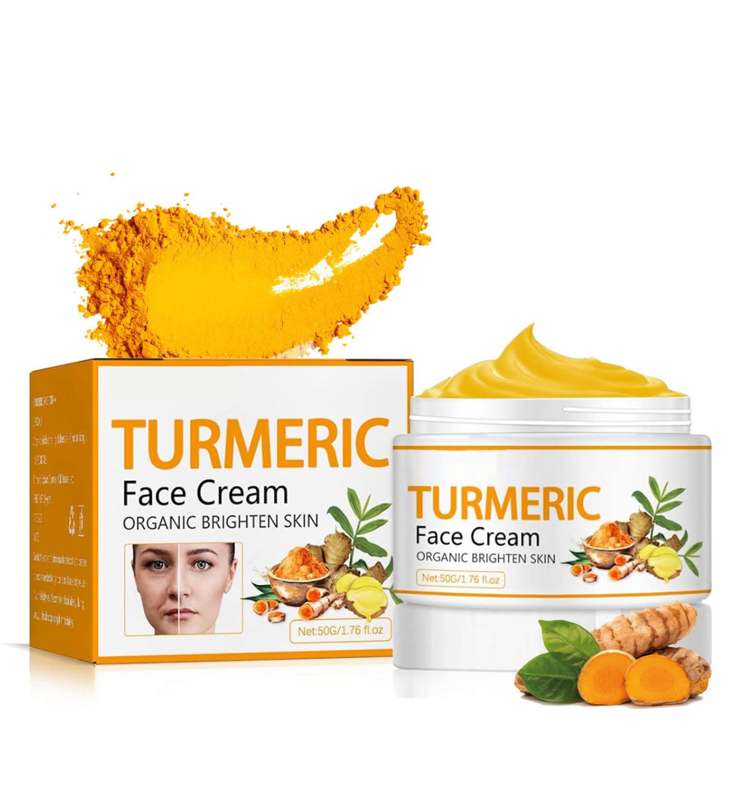 Turmeric Face Cream - Natural Moisturizer for Soothing & Hydrating | Vitamin C Anti-Aging Cream for Face & Body - 50g - Buy Online on GoSupps.com