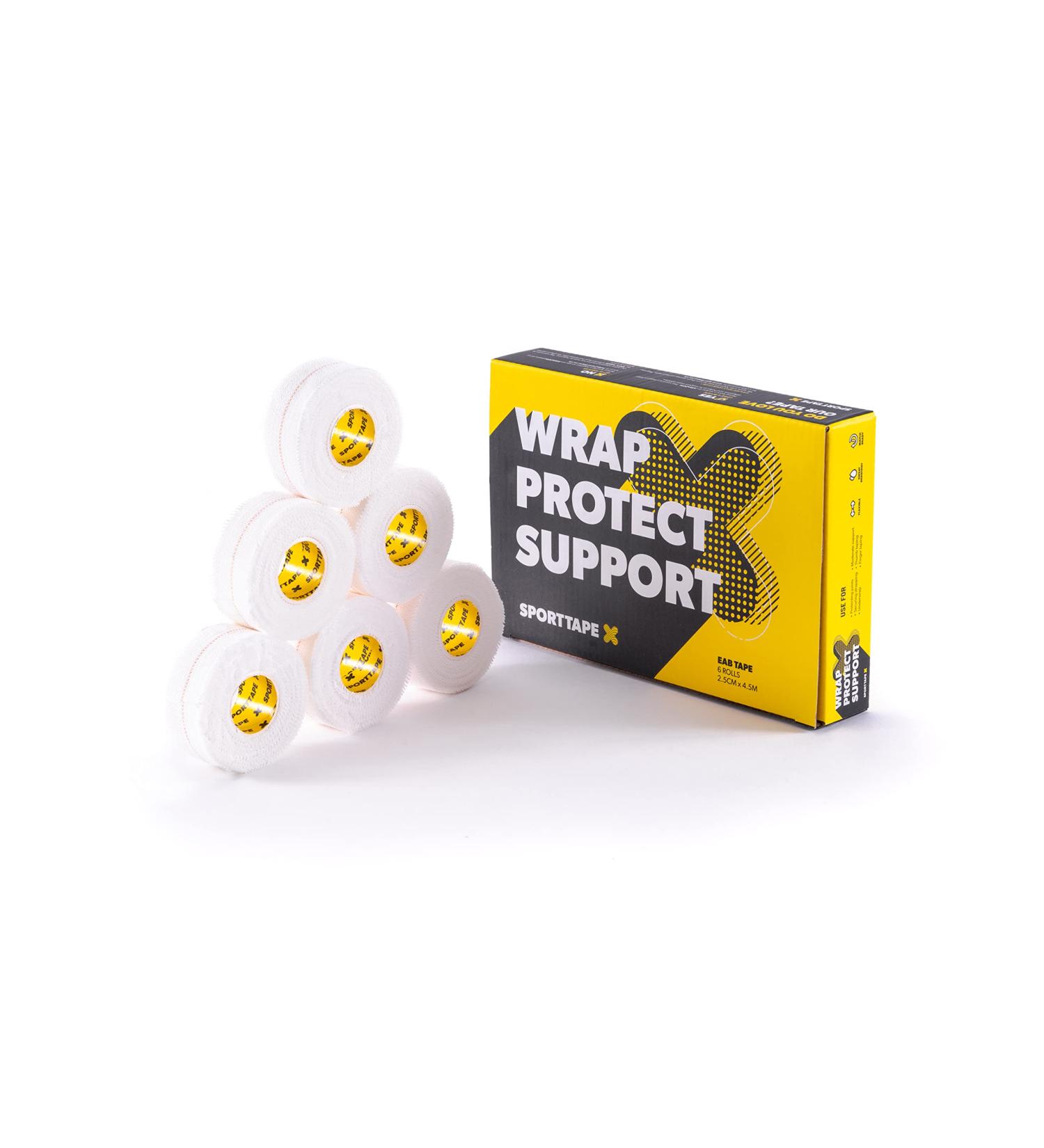 6 Rolls - SPORTTAPE EAB Fabric Strapping Tape - 2.5cm x 4.5m | Thumb Tape Rugby Finger & Toe Tape | Non Tear Elastic Adhesive Bandage Tape Strapping Tape for Sport and Medical Use 2.5cm x 4.5m - 6 Rolls - Buy Online on GoSupps.com