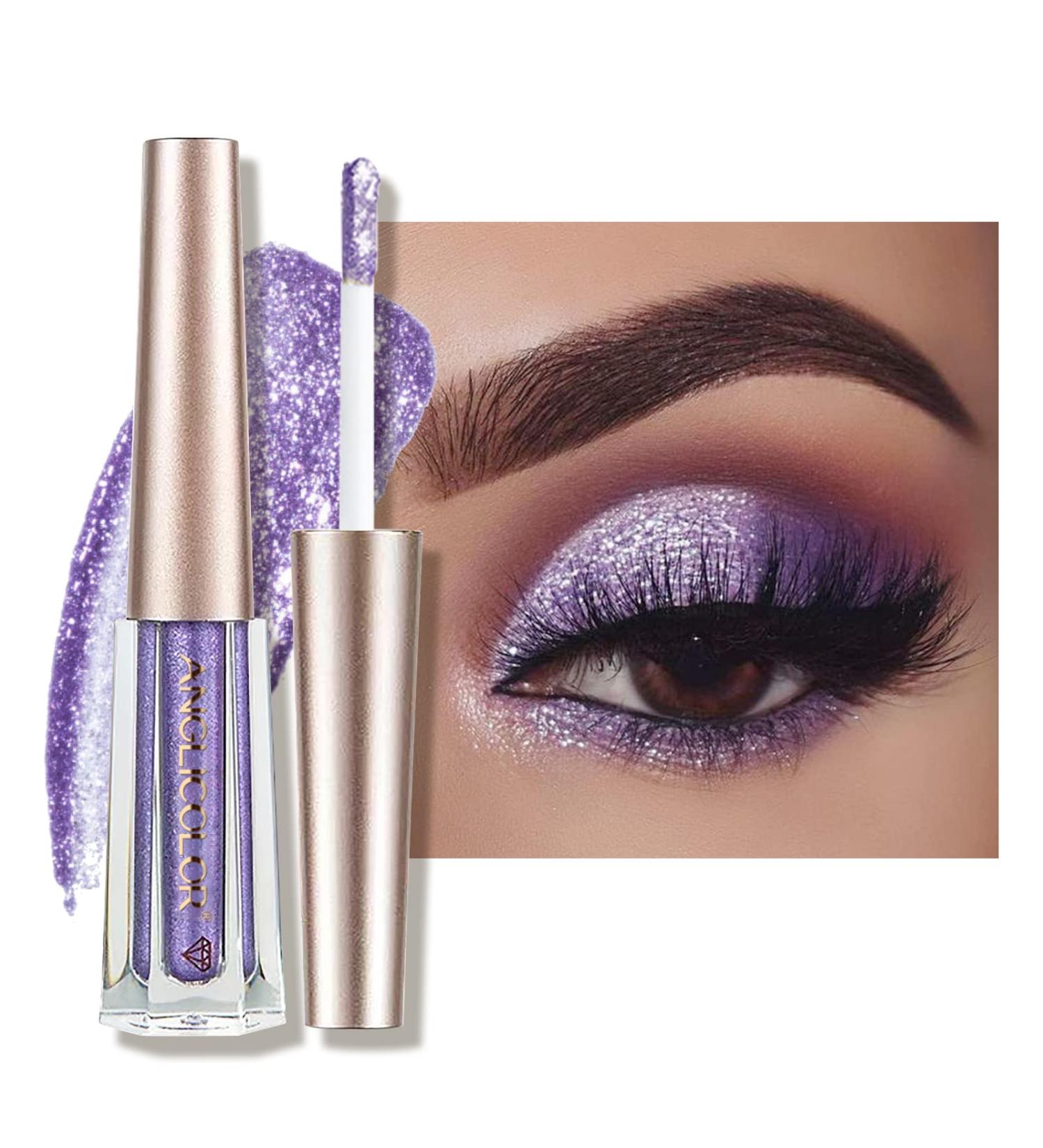 Anglicolor Liquid Glitter Eyeshadow - Highly Pigmented Vegan Eyeshadow & Eyeliner Blend - Shimmer Eyes Makeup - #11 Purple - Buy Online on GoSupps.com