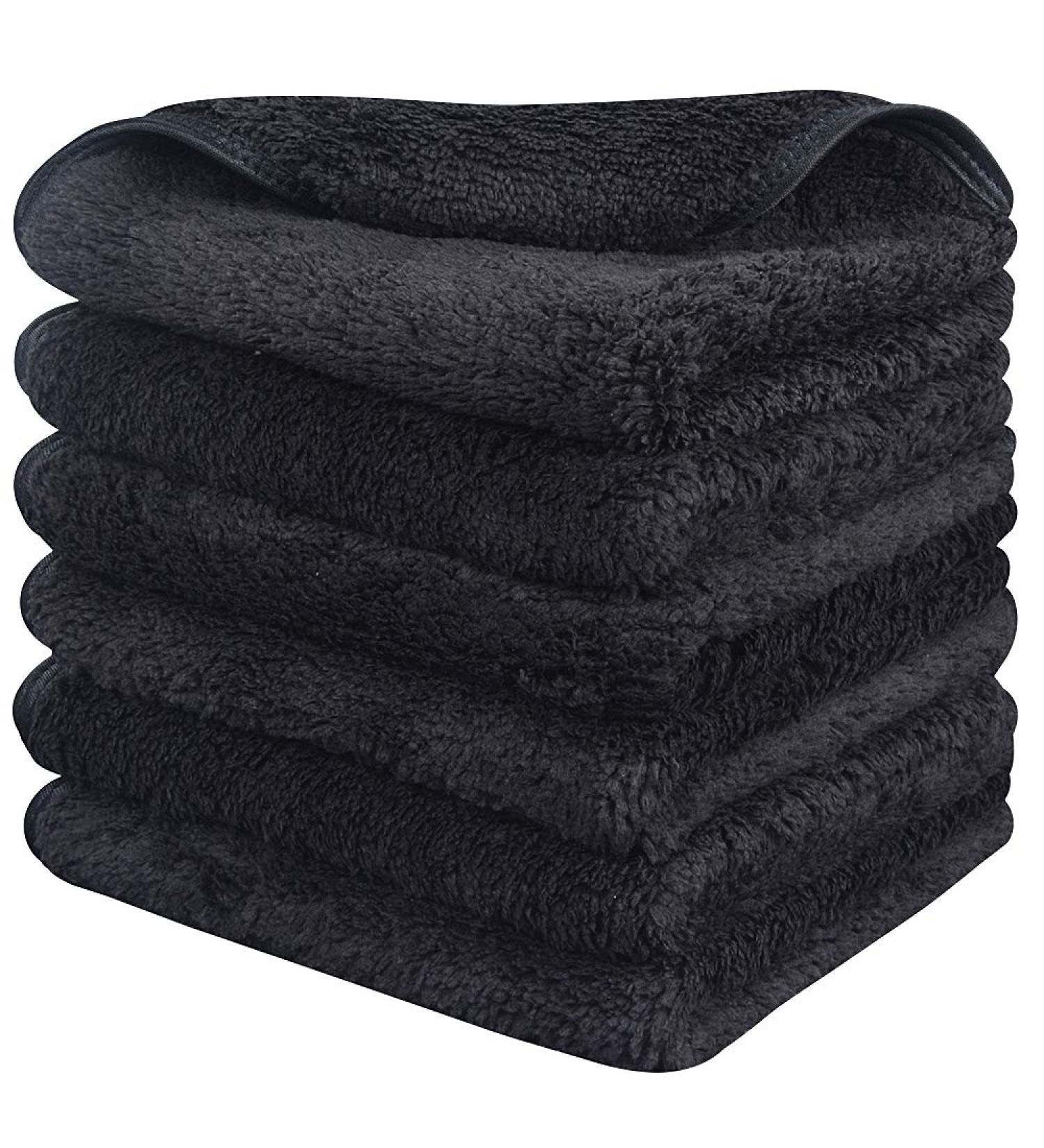 Sinland Reusable Makeup Remover Cloth 12x12 Inch Black - 6 Pack | Ultra Soft Washcloths for Women and Baby - Buy Online on GoSupps.com