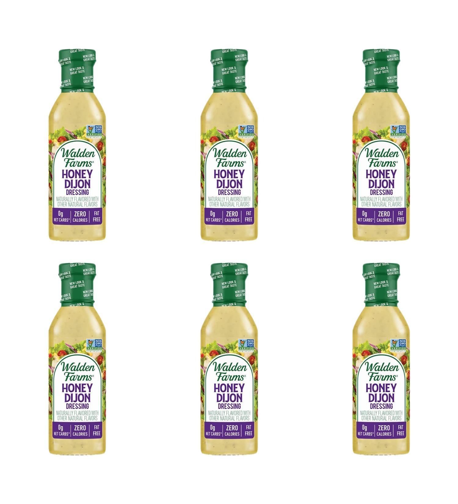 Walden Farms Honey Dijon Dressing 12 Oz. Bottle (Pack of 6) - No Carb Salad Topper | Kosher Certified Condiment for Salads, Fish, Chicken, Burgers & More - Buy Online on GoSupps.com
