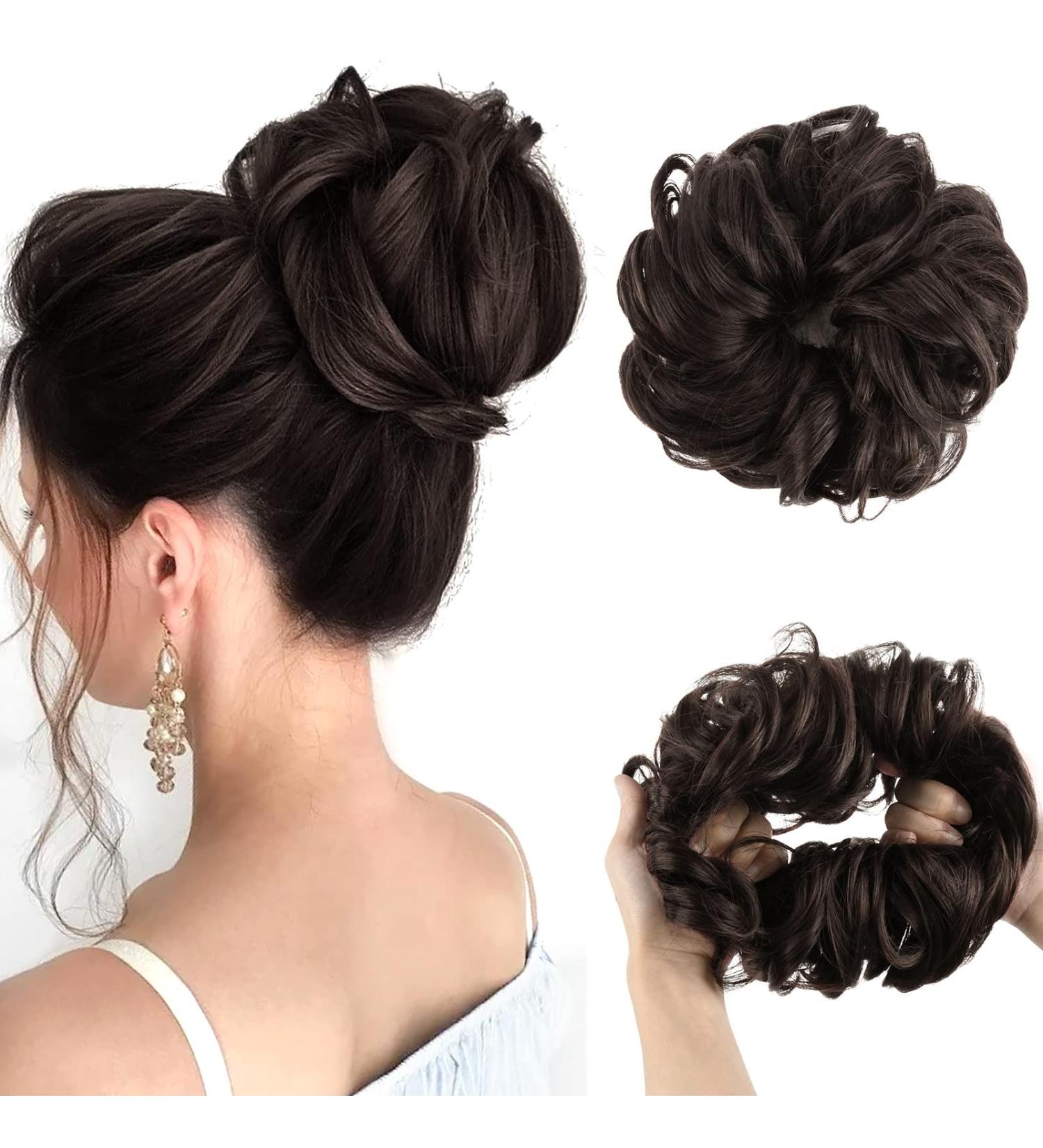 Vlasy Messy Bun Hair Piece | Curly Wavy Scrunchies Extension Chignon | 60g 4# Synthetic Hair Updo Accessory - Buy Online on GoSupps.com