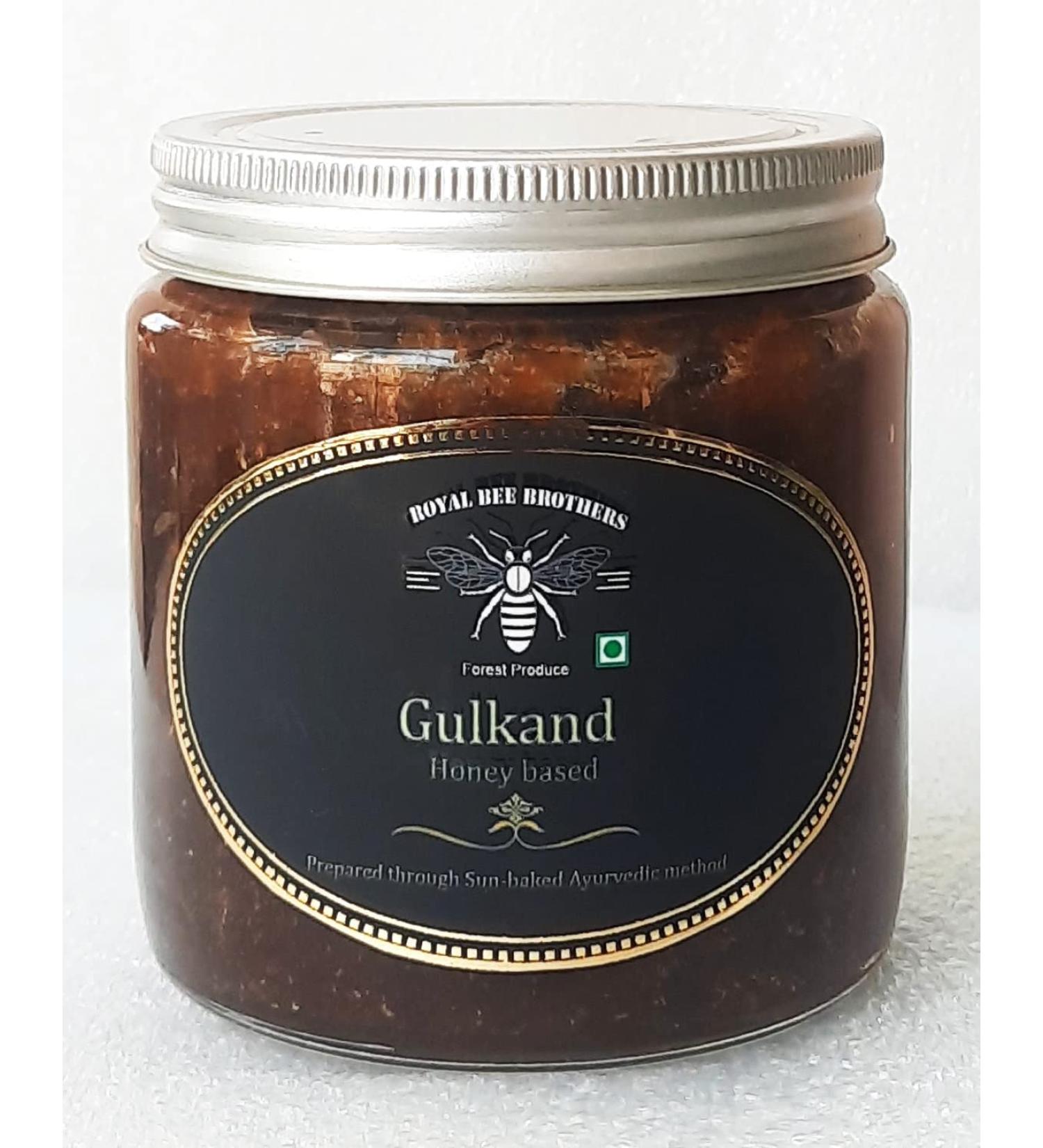 Dalal Royal Bee Brothers | Gulkand Honey | Rose Petal Jam | Prepared Through Ayurvedic Method | No Chemical No Preservative | 100% Natural | 350 gm Glass Bottle - Buy Online on GoSupps.com