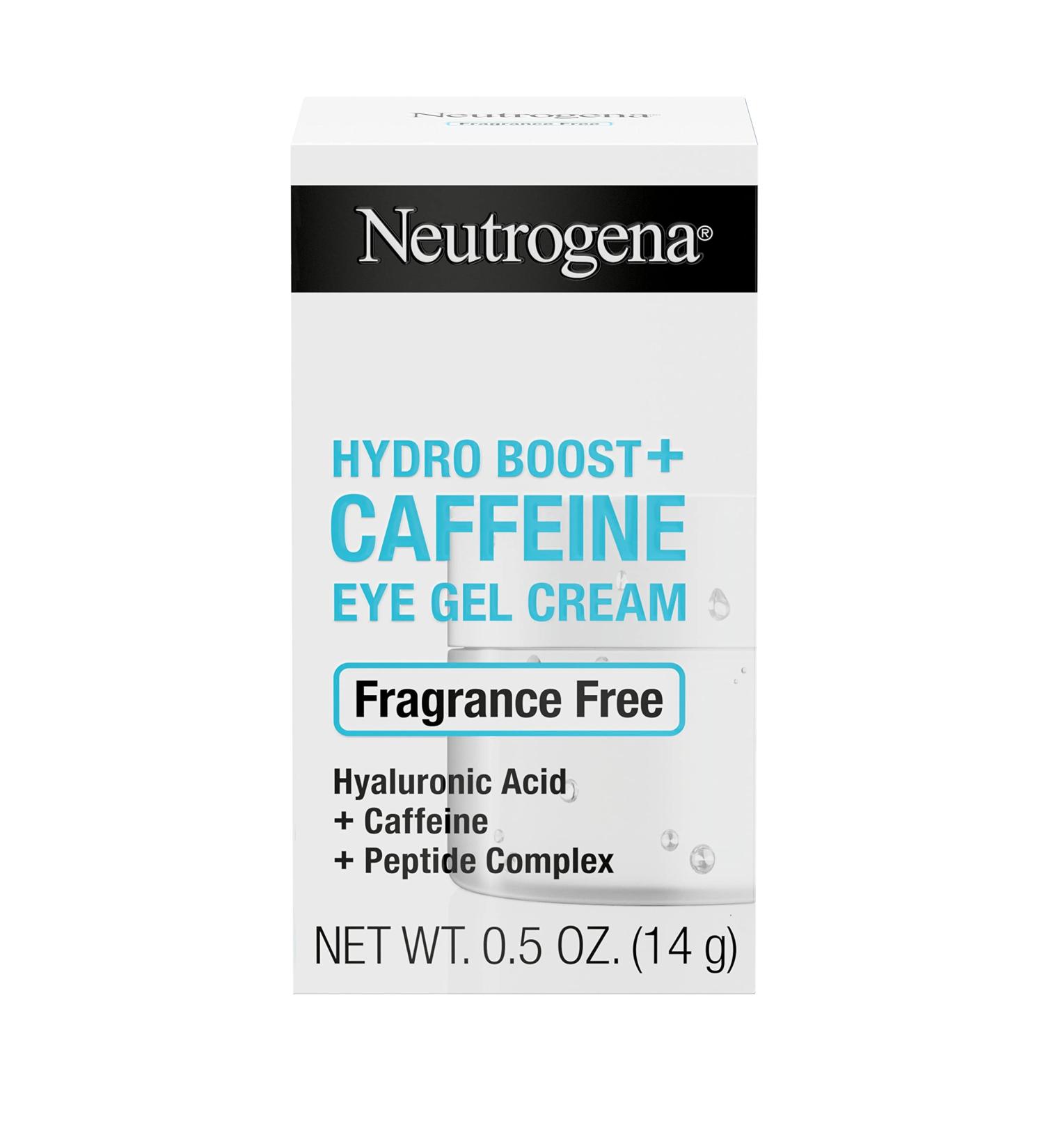Neutrogena Hydro Boost+ Caffeine Eye Gel Cream - 0.5 oz | Hyaluronic Acid, Caffeine & Peptide Complex for Dark Circles, Fine Lines & Puffiness - Fragrance-Free - Buy Online on GoSupps.com