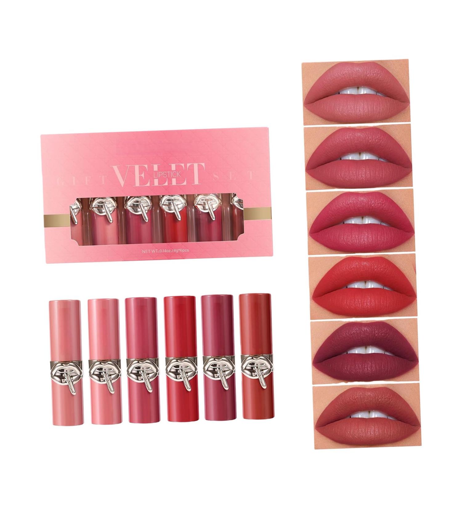 Lot de 6 rouges l vres mats cr meux - Application douce - Peau sensible - Formule s re et douce - Buy Online on GoSupps.com