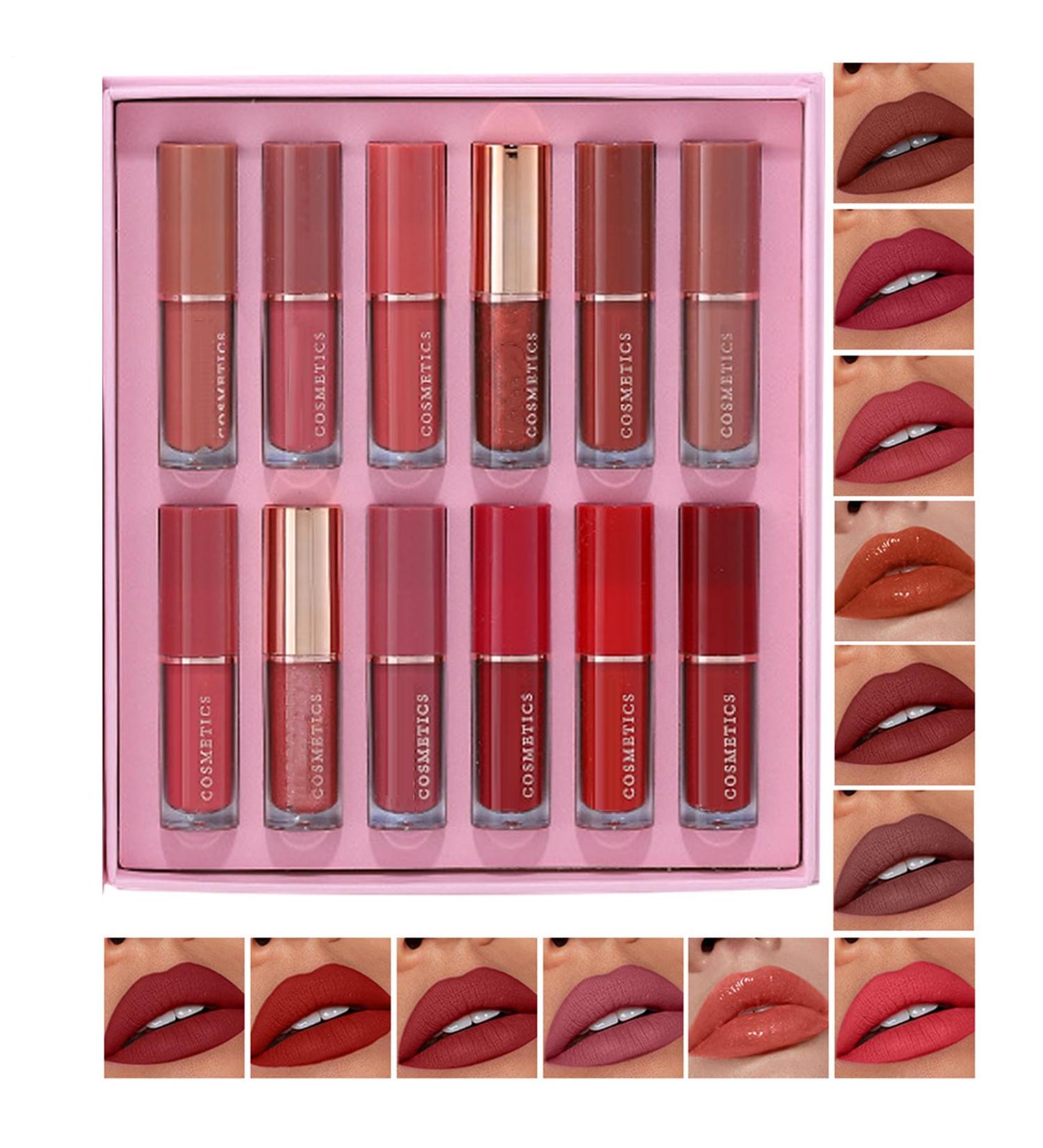 Ensemble De Rouge L vres Mat 12 Pi ces Kit De Maquillage Pour L vres Imperm able | Set De Maquillage Labial Mat Et Brillant | pour Voyage Sc ne Rendez-vous R union Vacances - Buy Online on GoSupps.com