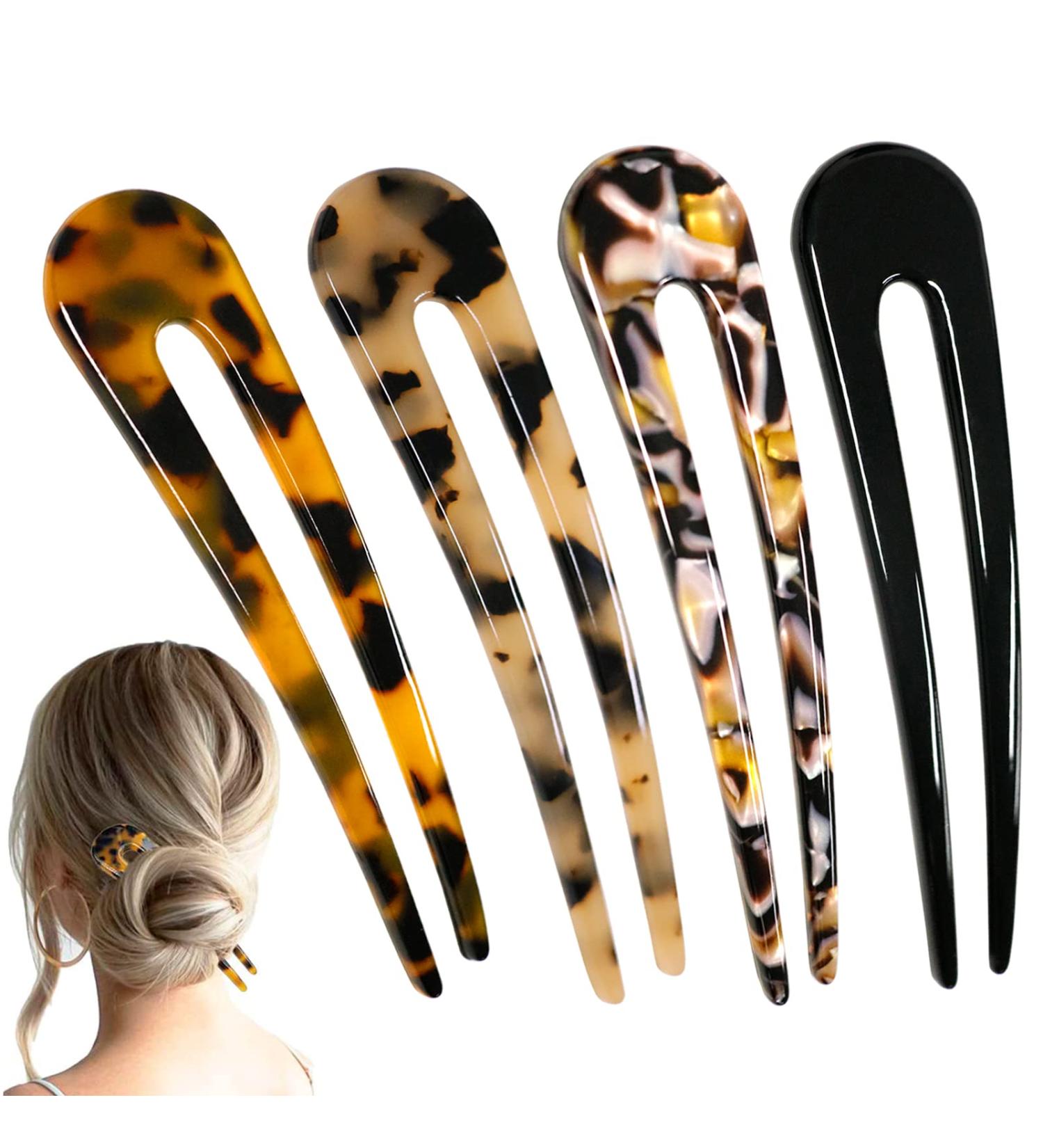 U Shaped Hair Pins French Hairpin Vintage Forks Sticks Bobby Pin Kit for Updo Bun Women Girls Hairstyle Hair Accessories 4 Pieces (Black) - Buy Online on GoSupps.com