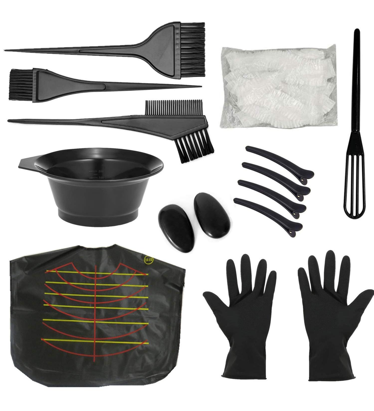 Professional Hair Dye Kit with Colouring Tools - Bowl, Brush, Comb, Gloves, Cap & Clips for Salon-Quality Results - DIY Hair Colouring Essentials - Buy Online on GoSupps.com