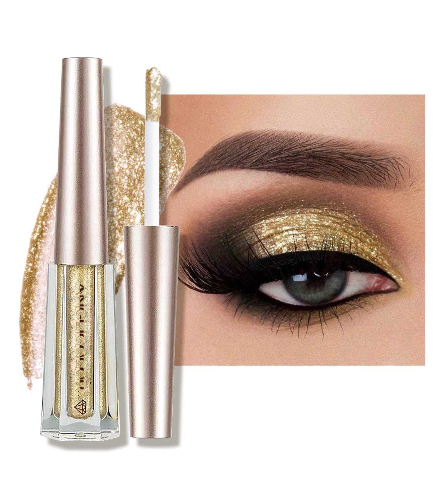Anglicolor Eyeshadow Glitter Eyeshadow Shimmer Eye Shadow Liquid Eyeshadow Glitter Liquid Eye Shadow Sparkling Eye Makeup Tool Best Gift For Women Girls (01#Light gold) - Buy Online on GoSupps.com
