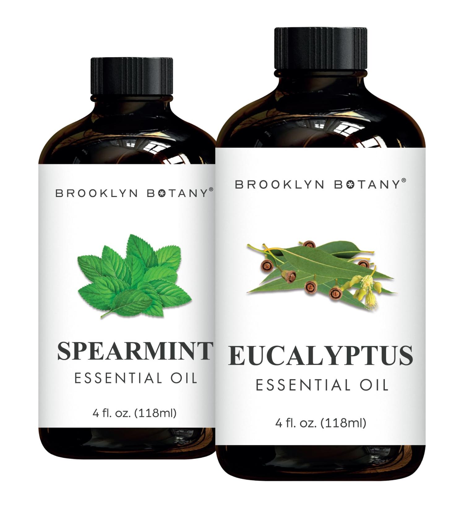 Brooklyn Botany Spearmint & Eucalyptus Essential Oils 4 Fl Oz (Pack of 2) 100% Pure & Natural Refreshing & Cooling Aromatherapy Blend - Buy Online on GoSupps.com
