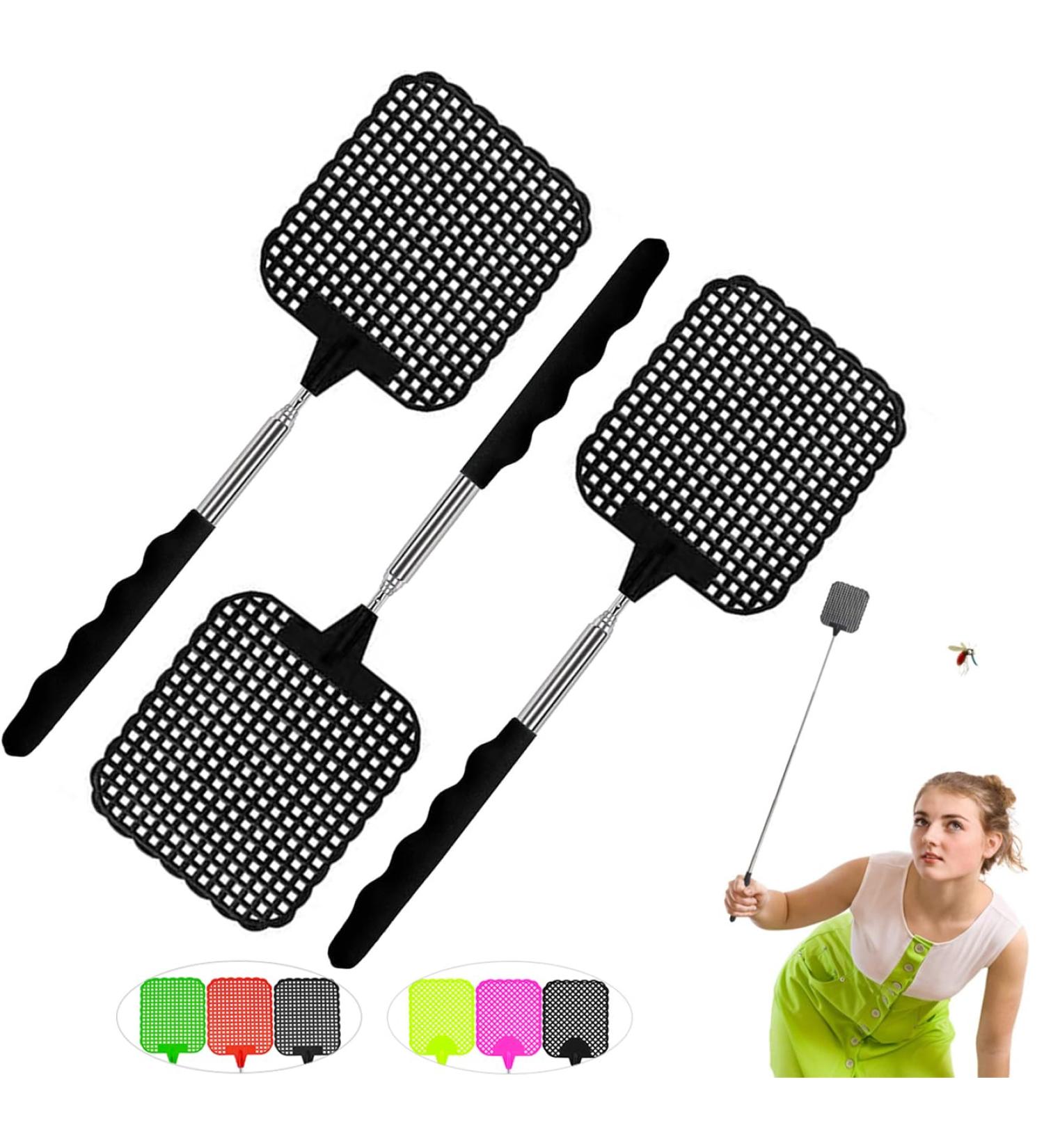 Flying Gossip Telescopic Fly Swatter Set - 3 Collapsible Insect Swatters for Mosquitoes & Flying Bugs | Black Color - Buy Online on GoSupps.com