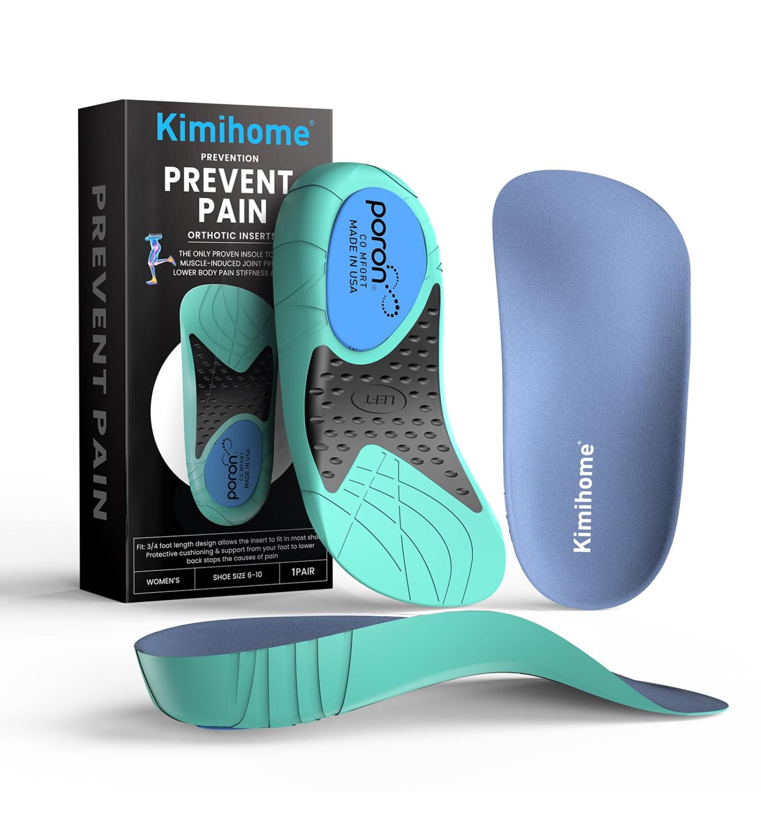 Plantar Fasciitis Inserts for Heel Pain - Kimihome Arch Support for Women & Men | Orthotic Cushions for Flat Feet Heel Spur & Achilles Tendinitis - Sizes 6-10 Women 6-8 Men - Buy Online on GoSupps.com