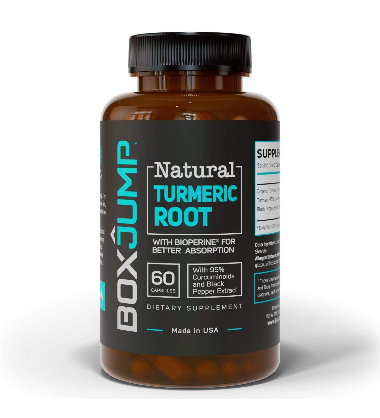 Turmeric Curcumin 1200mg with Black Pepper Extract Vegan Joint Support Supplement 60 Capsules with BioPerine - Buy Online on GoSupps.com