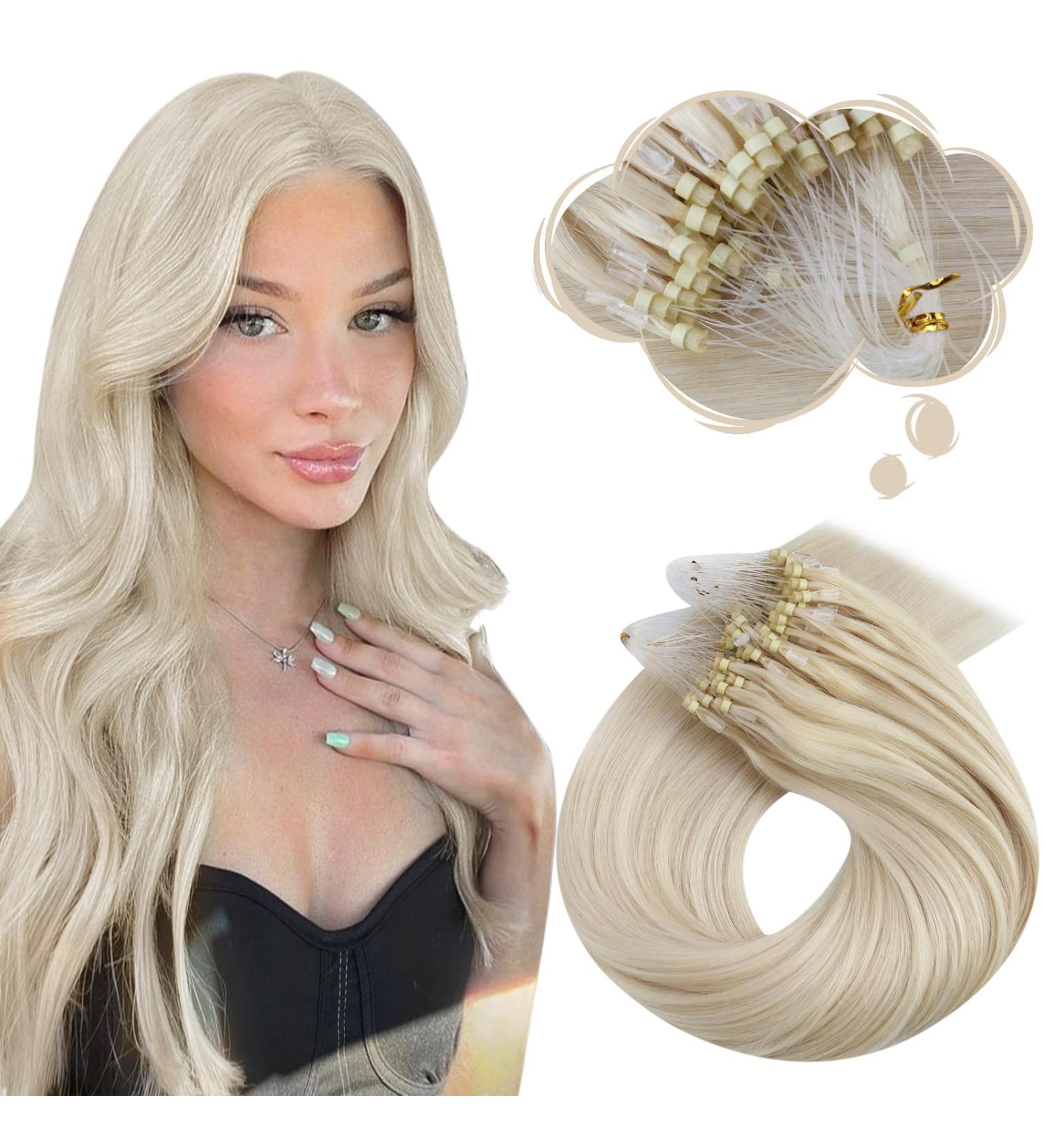 Moresoo Microring Hair Extensions - Real Hair Platin Blonde #60 60 cm Invisible & Soft 1g/s 50g/pack - Ideal for Thin Hair - Buy Online on GoSupps.com