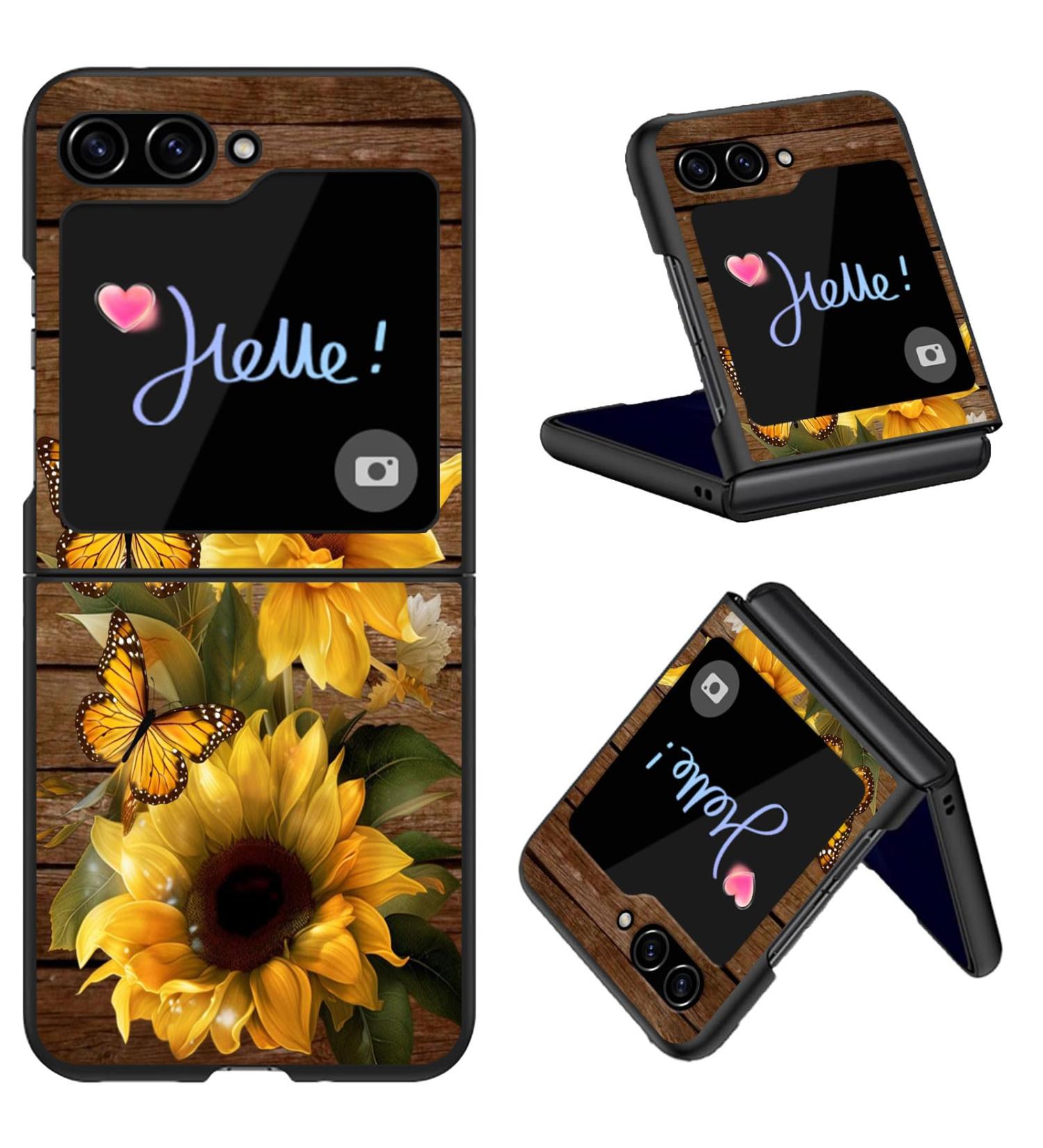 Qindaiwen Designed for Samsung Galaxy Z Flip5 2023 Hard PC Phone Case | Shockproof & Drop-Resistant | Fashionable Patterns for Enhanced Protection Sunflower Butterfly Sunflower Butterfly Samsung Galaxy Z Flip 5 - Buy Online on GoSupps.com