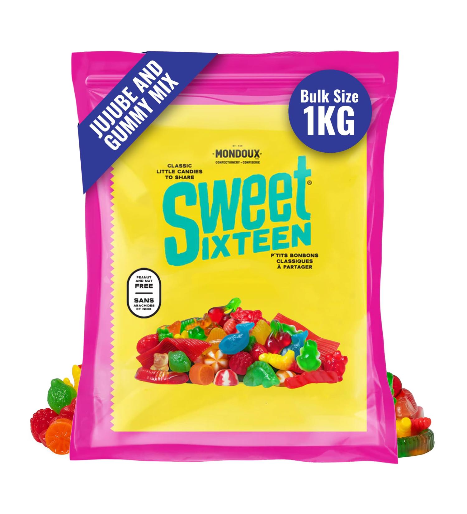 Sweet Sixteen Jujube & Gummy Candies Classic Mix of Sweet Gummies and Jujubes 1kg per Pack Peanut & Nut-Free Candies Soft Chewy and Always Fresh 1 kg (Pack of 1) - Buy Online on GoSupps.com